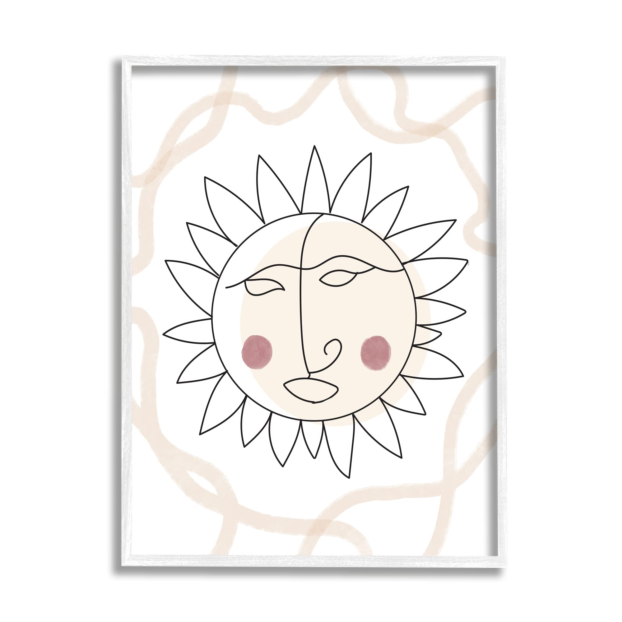 Stupell Industries Boho Sun Line Drawing Solar Rays Squiggle Wall Art - Modern Abstract Sun Design by Lil' Rue - Perfect for Living Room, Bedroom, or Office Decor