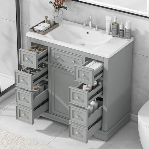 Gray With 6 Drawer