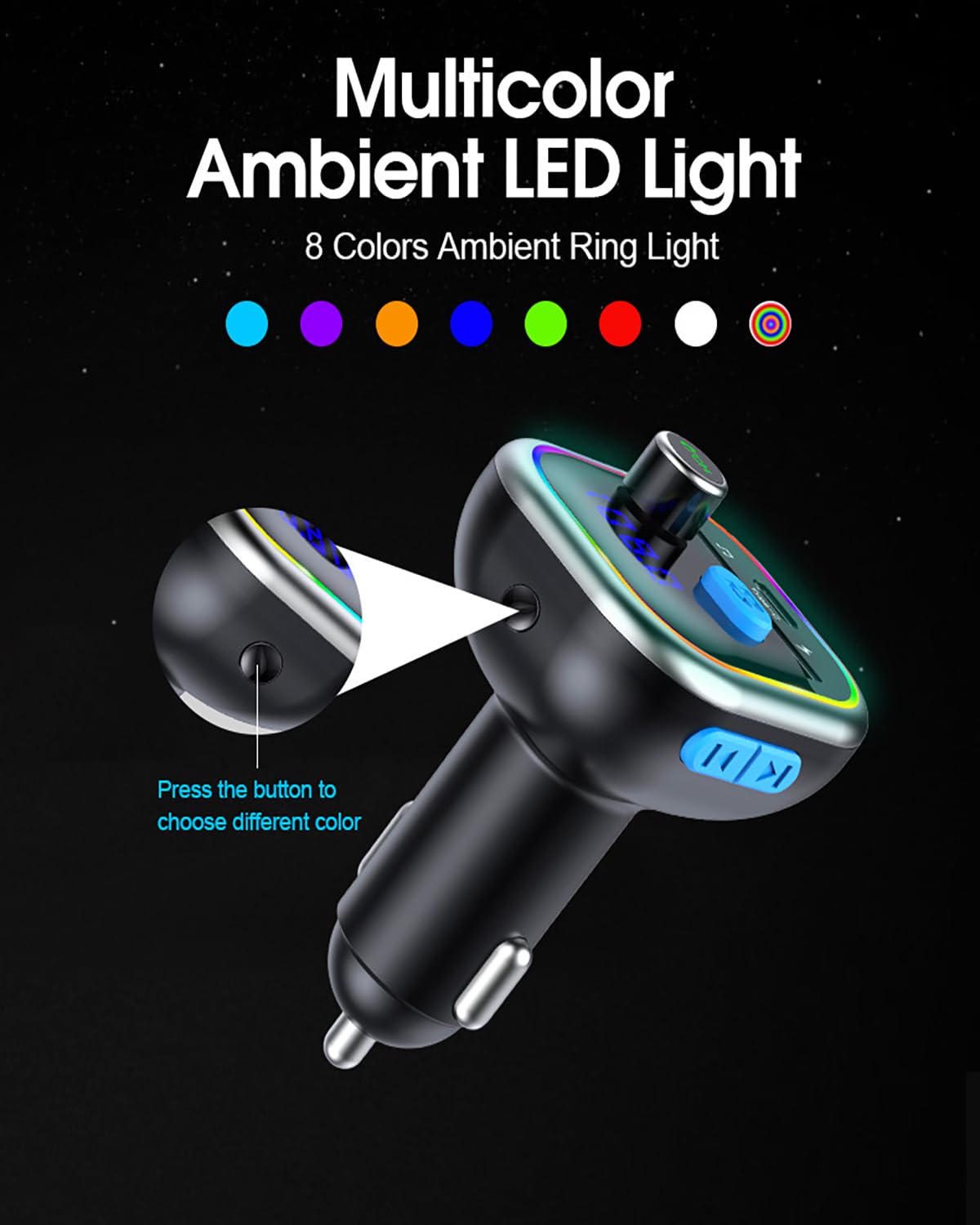 Bluetooth FM Transmitter for Car with 36W PD Fast Charging, Wireless Radio Adapter & MP3 Player - Perfect for Hands-Free Calls, Music Streaming & Charging on Road Trips