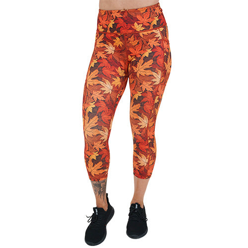 Leaf Me Alone Leggings - Women's Printed Yoga Pants with Unique Leaf Design | Perfect for Yoga, Gym & Casual Wear