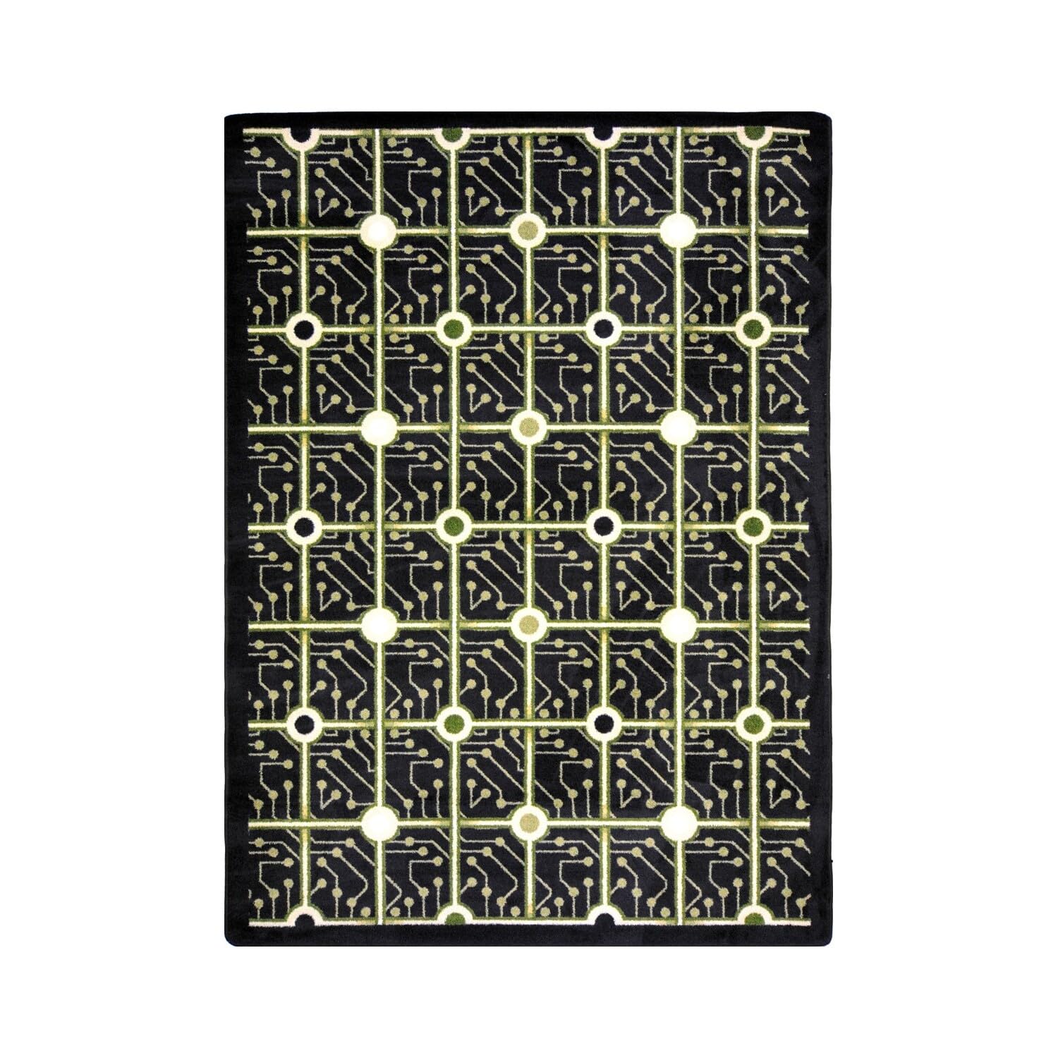 Joy Carpets Kaleidoscope Electrode Whimsical Area Rugs - Soft Non-Slip Black Rug for Living Room, Bedroom & Nursery - Kids Play Mat & Home Decor
