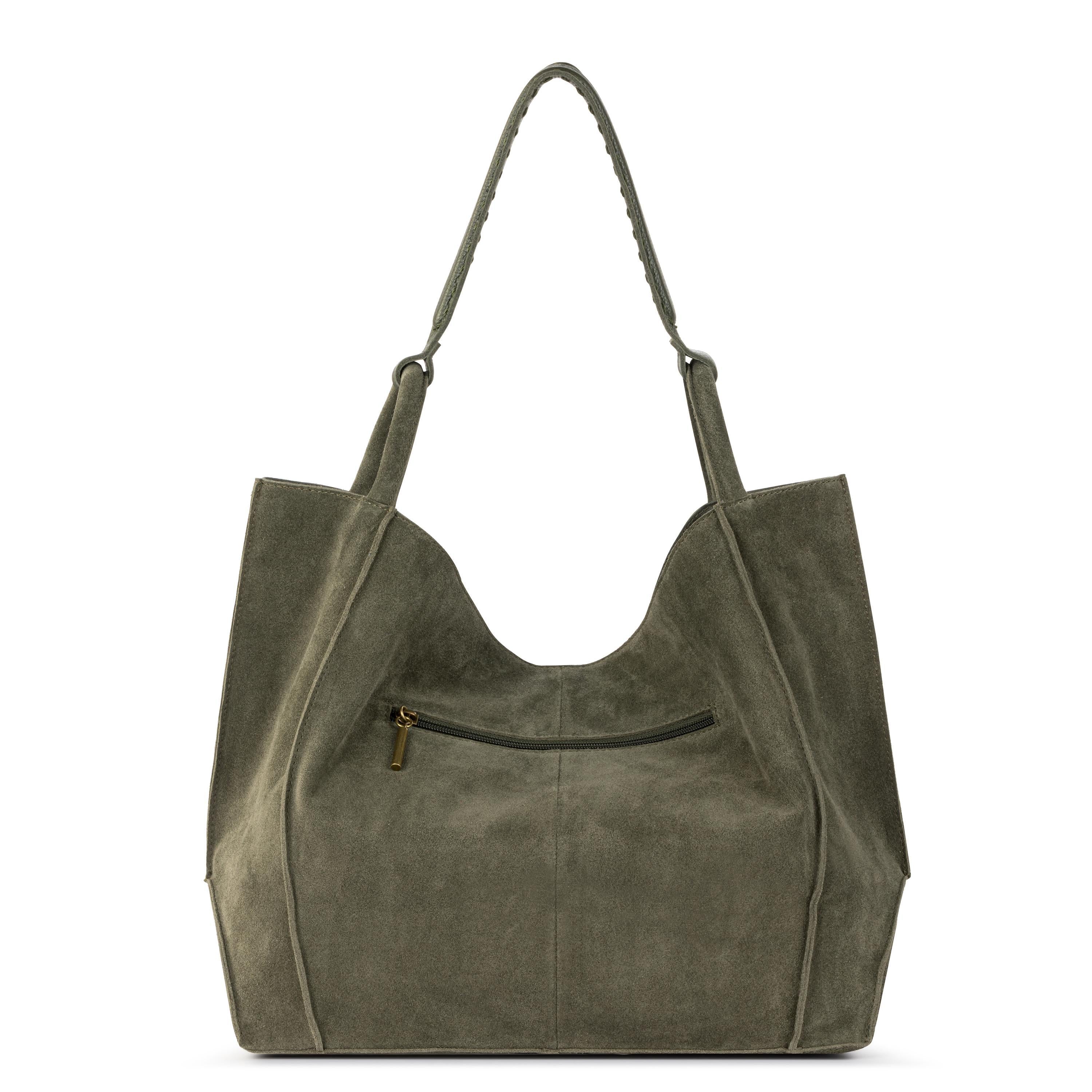Los Feliz Large Leather Tote Bag - Premium Moss Suede Handbag for Women | Perfect for Work, Travel & Everyday Use