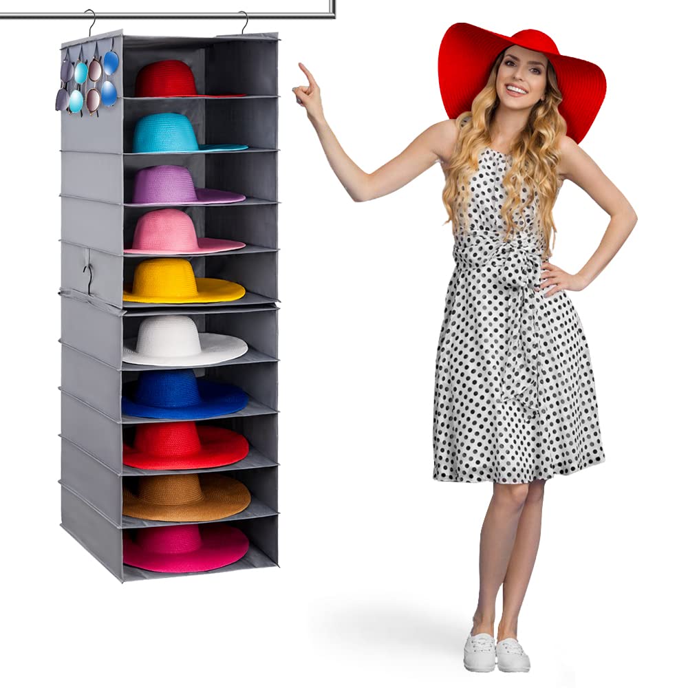 Women's Wide Brim Floppy Beach Sun Hat - Light Red Summer Sun Hat for Outdoor Activities, Travel & Vacations - Large Hanging Closet Storage Organizer for Hats