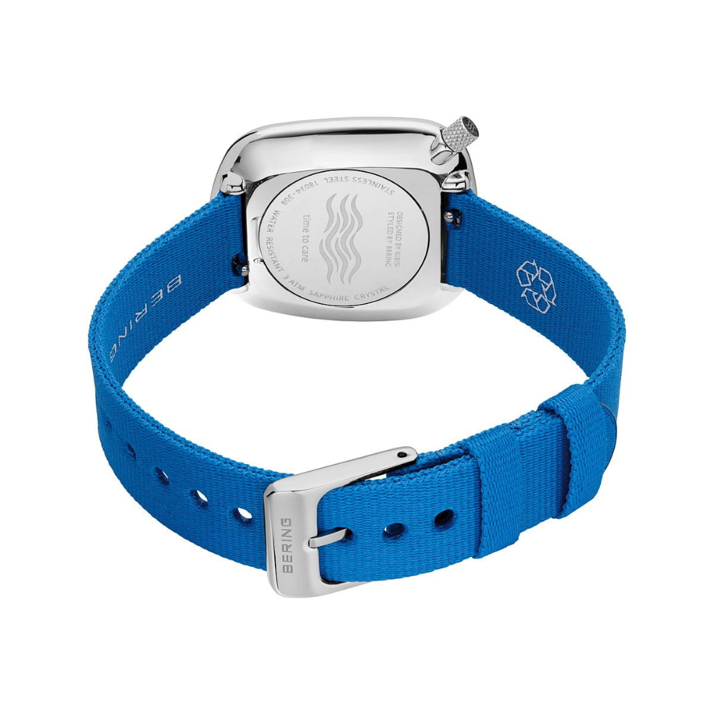 Bering Classic Women's Watch with Blue Dial & NATO Strap 18034-308 - Elegant Timepiece for Everyday Wear, Office & Casual Outings