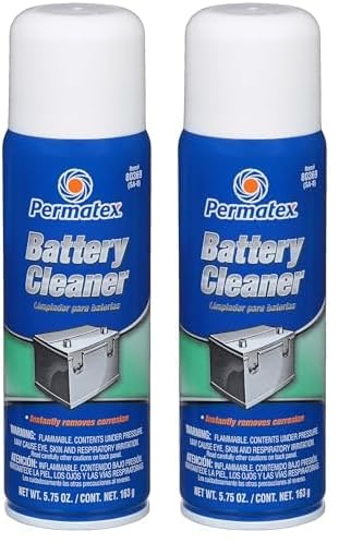 Permatex 80369 Battery Terminal Cleaner & Corrosion Preventer - 5.75 oz Aerosol Can (2-Pack) | Removes Oxidation & Protects Car, Truck, Boat & RV Batteries | Ideal for Automotive Maintenance & DIY Projects