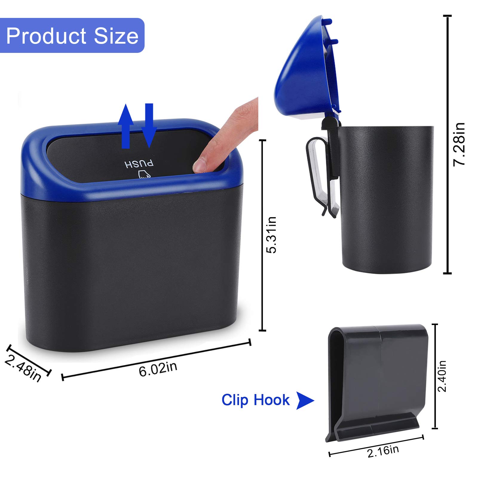 **Accmor 2 Pack Waterproof Car Trash Can with Lid - Leakproof Vehicle Garbage Bin Organizer for Auto, Home & Office - Perfect for Road Trips, Commuting & Workspace Cleanup**