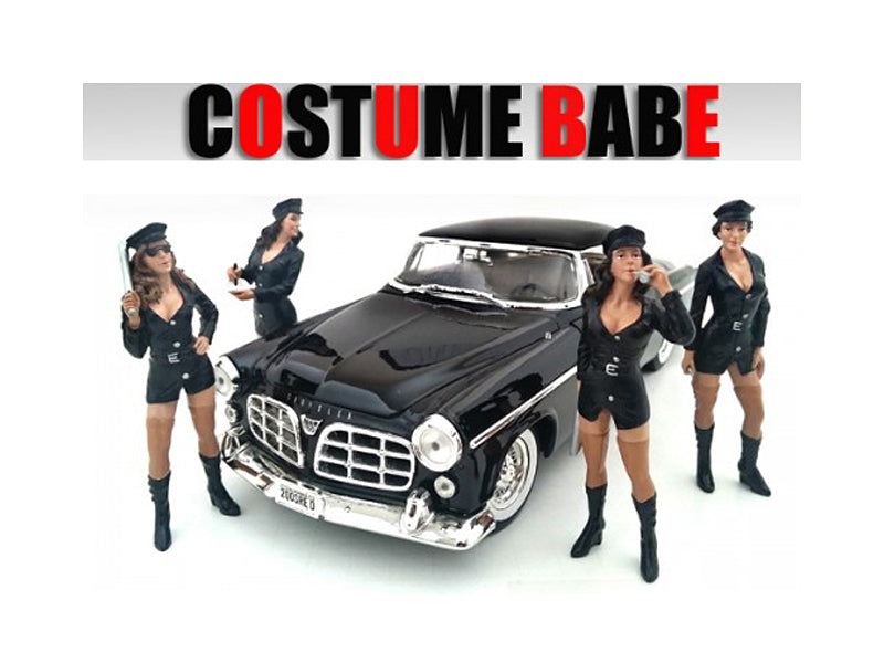 1:24 Scale Model Costume Babes 4-Piece Figure Set by American Diorama - Perfect for Diorama Displays, Model Train Scenes & Collectors' Showcases