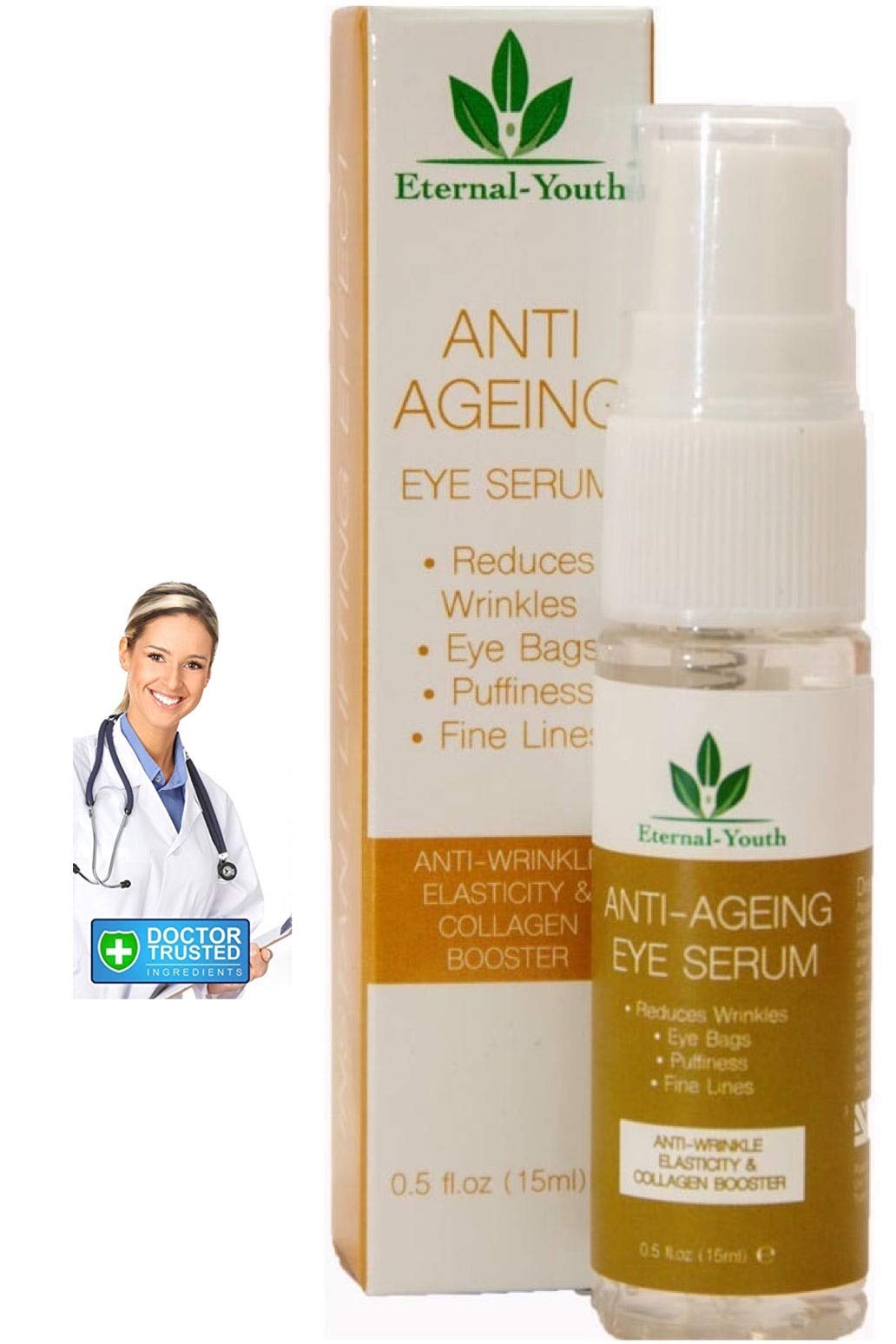 Best Anti-Aging Eye Serum for Dark Circles, Puffiness & Wrinkles - Instant Eye Bags Remover & Collagen Booster for Crow's Feet & Fine Lines | Day & Night Use for Brighter, Youthful Eyes