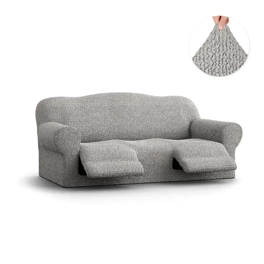 3 Seater Recliner Slipcover - Mille Righe Collection | Stretchable Sofa Cover for Living Room, Family Room & Home Theater | Easy Wash & Anti-Slip Design