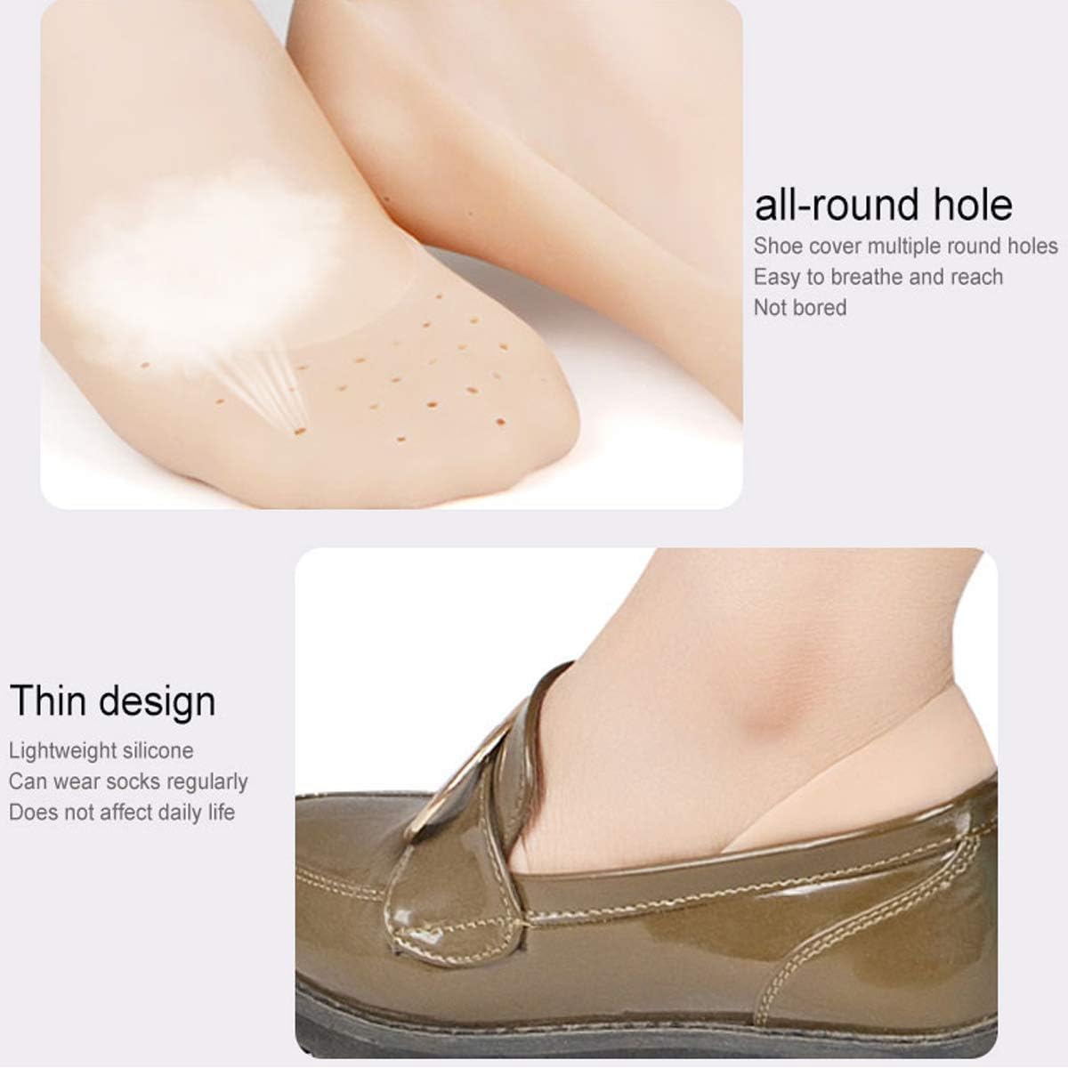 MEETO Anti Crack Full Length Silicone Foot Protector Moisturizing Socks - 1 Pair for Heel Pain Relief, Cracked Feet Care & Dry Skin Treatment - Perfect for Overnight Foot Therapy, Pedicure & Diabetic Foot Care