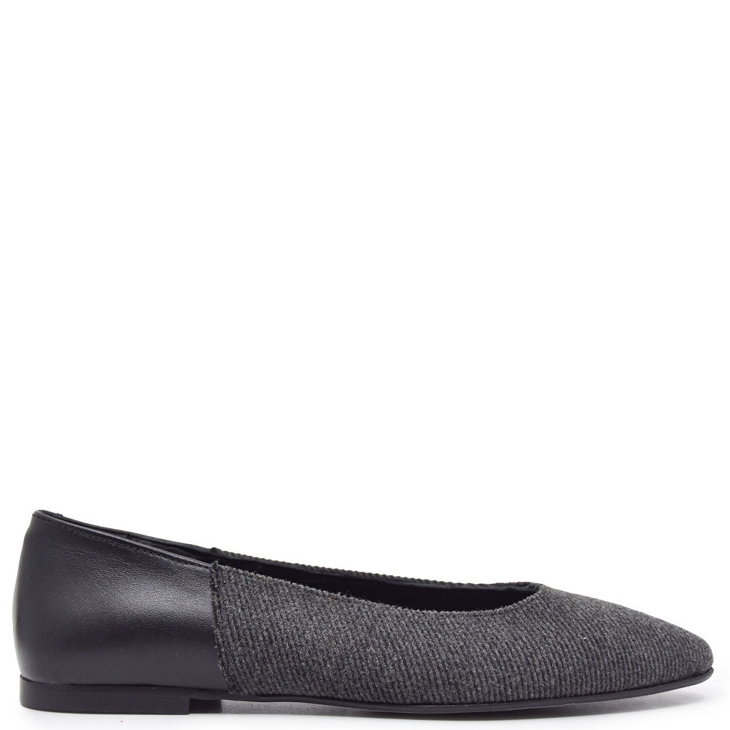 Blublonc Gray Wool Pointed Flat Shoes for Women - Comfortable & Stylish Loafers for Office, Casual Wear & Travel