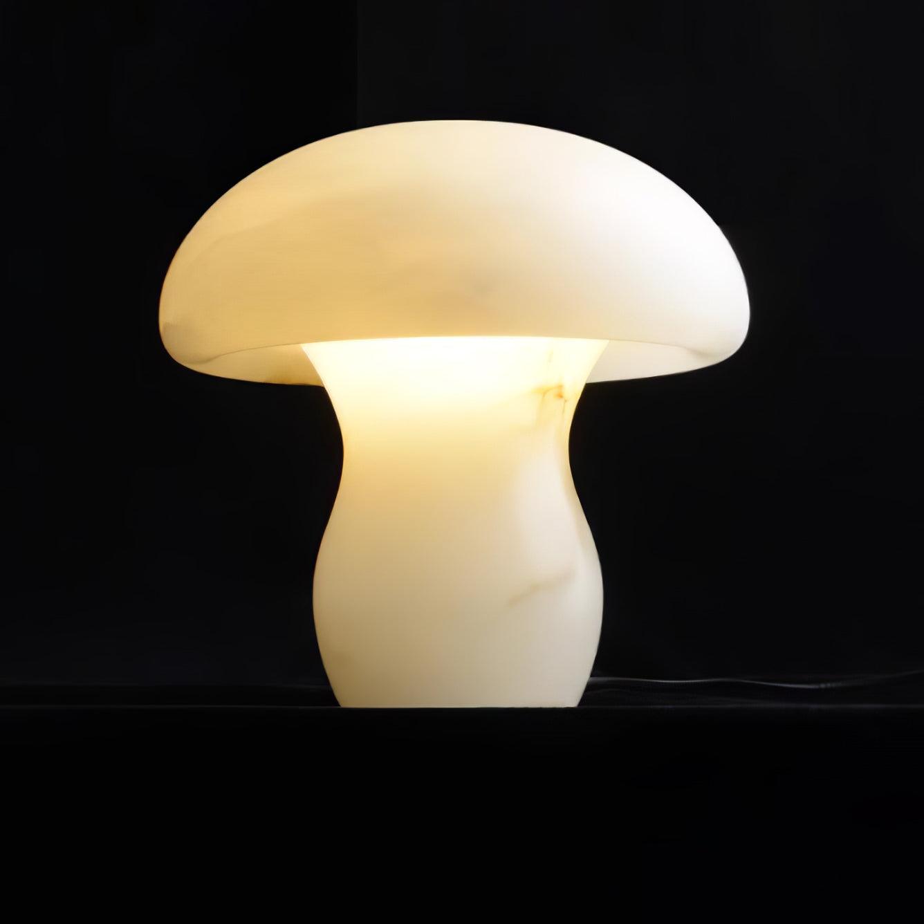 Alabaster Mushroom Table Lamp - Elegant Handcrafted Nightstand Light for Bedroom, Living Room & Office Decor - Soft Ambient Lighting for Cozy Spaces