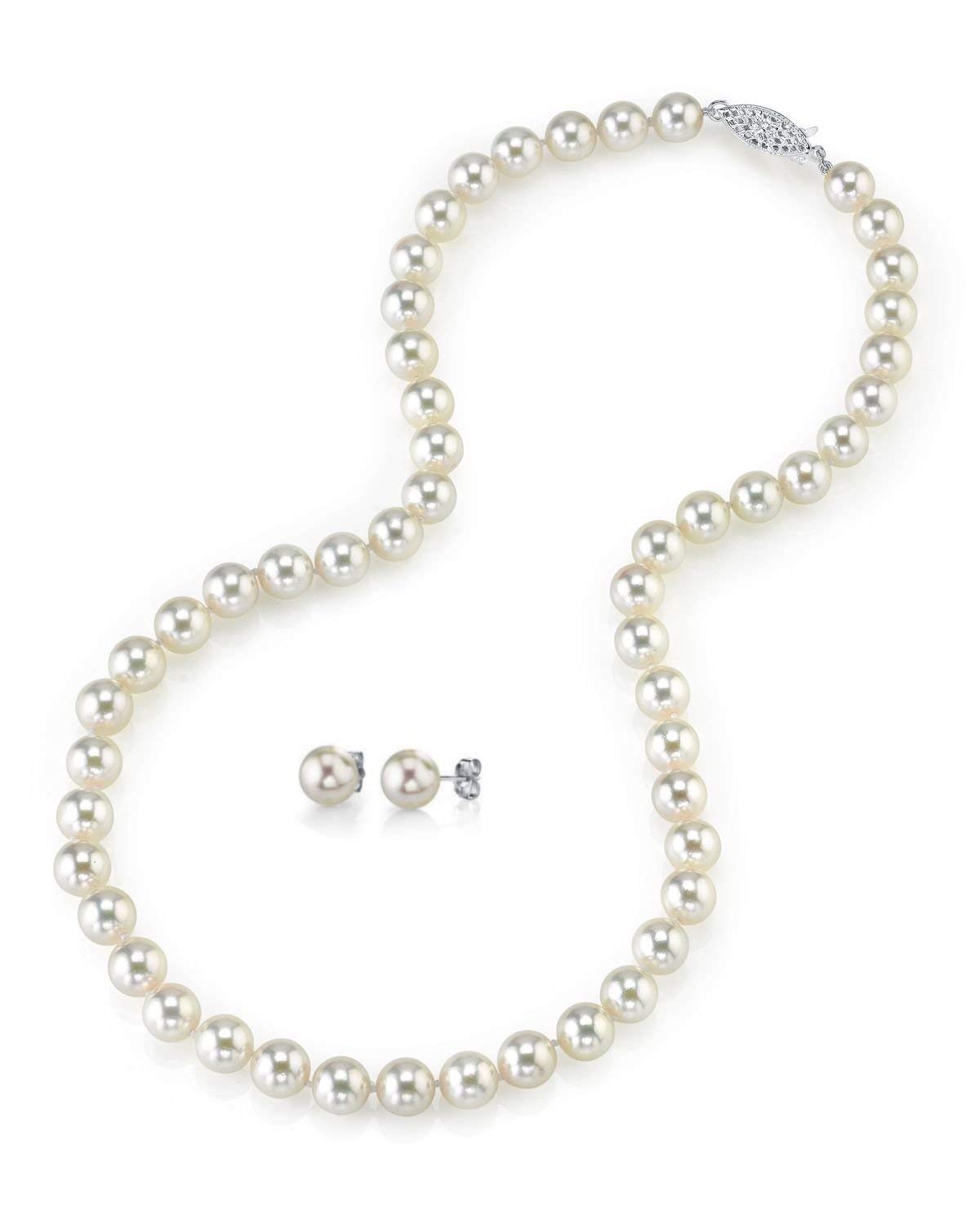 AAA Quality White Akoya Cultured Pearl Jewelry Set for Women - 18