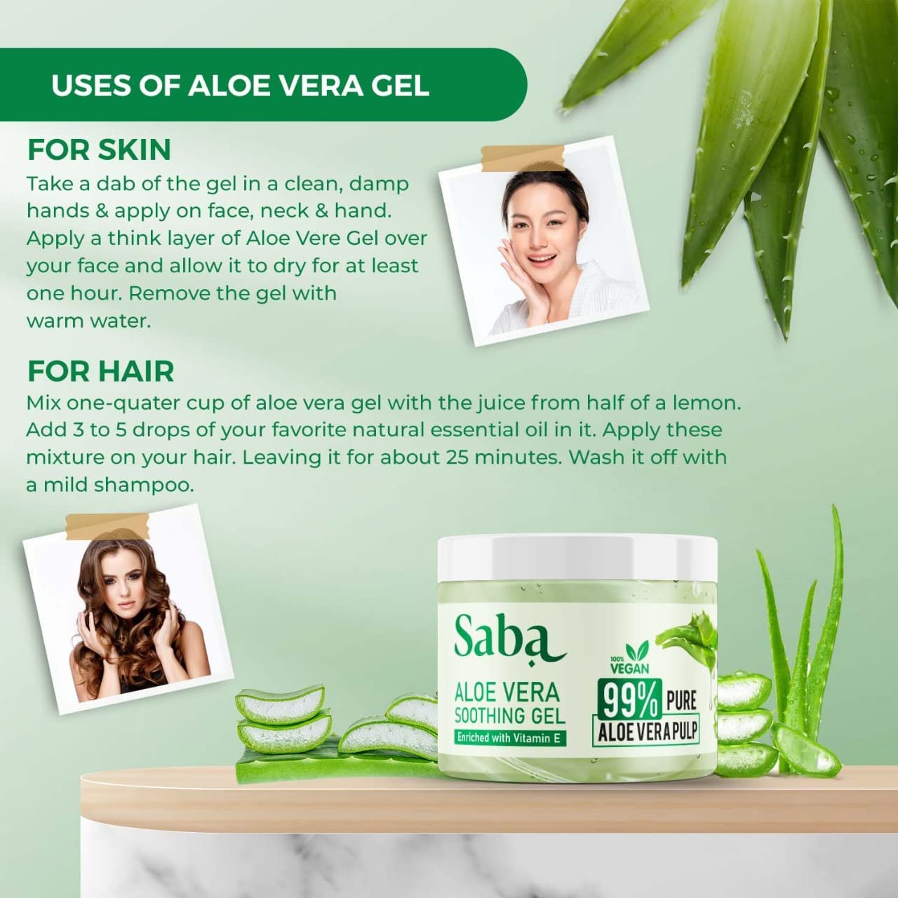 Pure Aloe Vera Gel with Vitamin E for Acne & Scar Treatment - Hydrating Moisturizer for Glowing Skin, After Sun Care, Hair Mask & Natural Face Care - 100g for Daily Skincare & Sunburn Relief