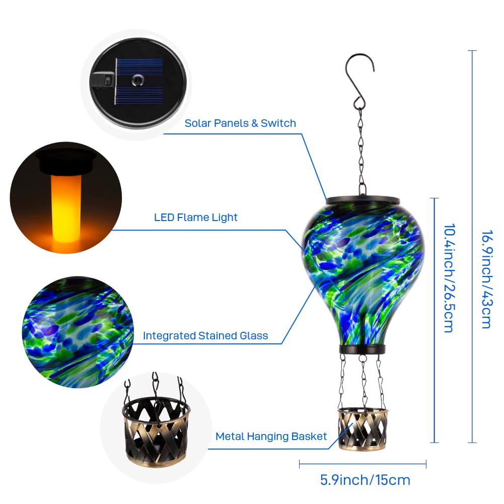 Outdoor Solar Lanterns - Waterproof Hanging Solar-Powered Flame Lights for Garden, Yard, Patio Decor | Perfect Mother's Day Gift & Romantic Ambiance Lighting