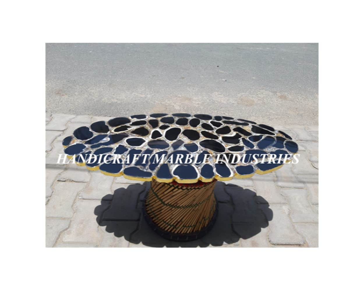 Elegant Dark Agate Stone Table Top - Natural Black Agate Console & Dining Table with Live Edge - Unique Home Decor for Living Room, Office, or Luxury Interior Design