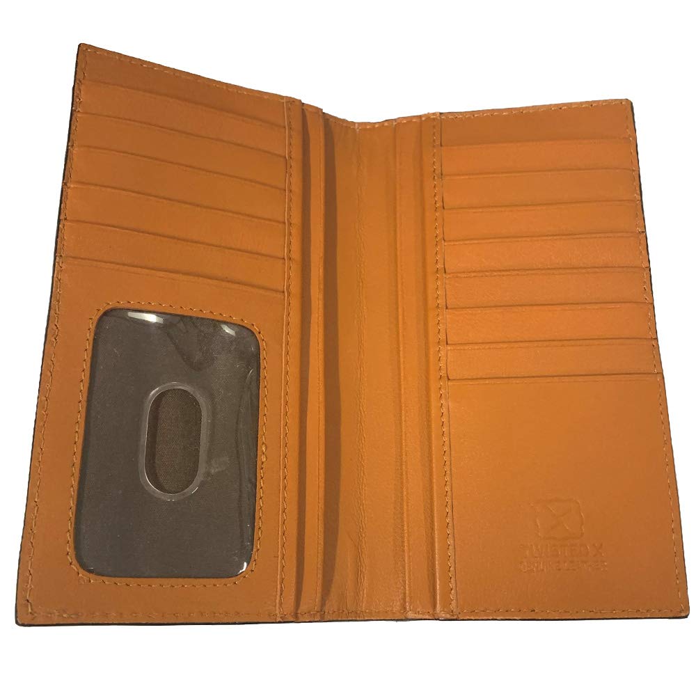 Twisted X Distressed Leather Wallet with Turquoise X (Rodeo) - Genuine Leather Bifold Wallet for Men - Perfect for Everyday Use, Travel & Western Style Fashion