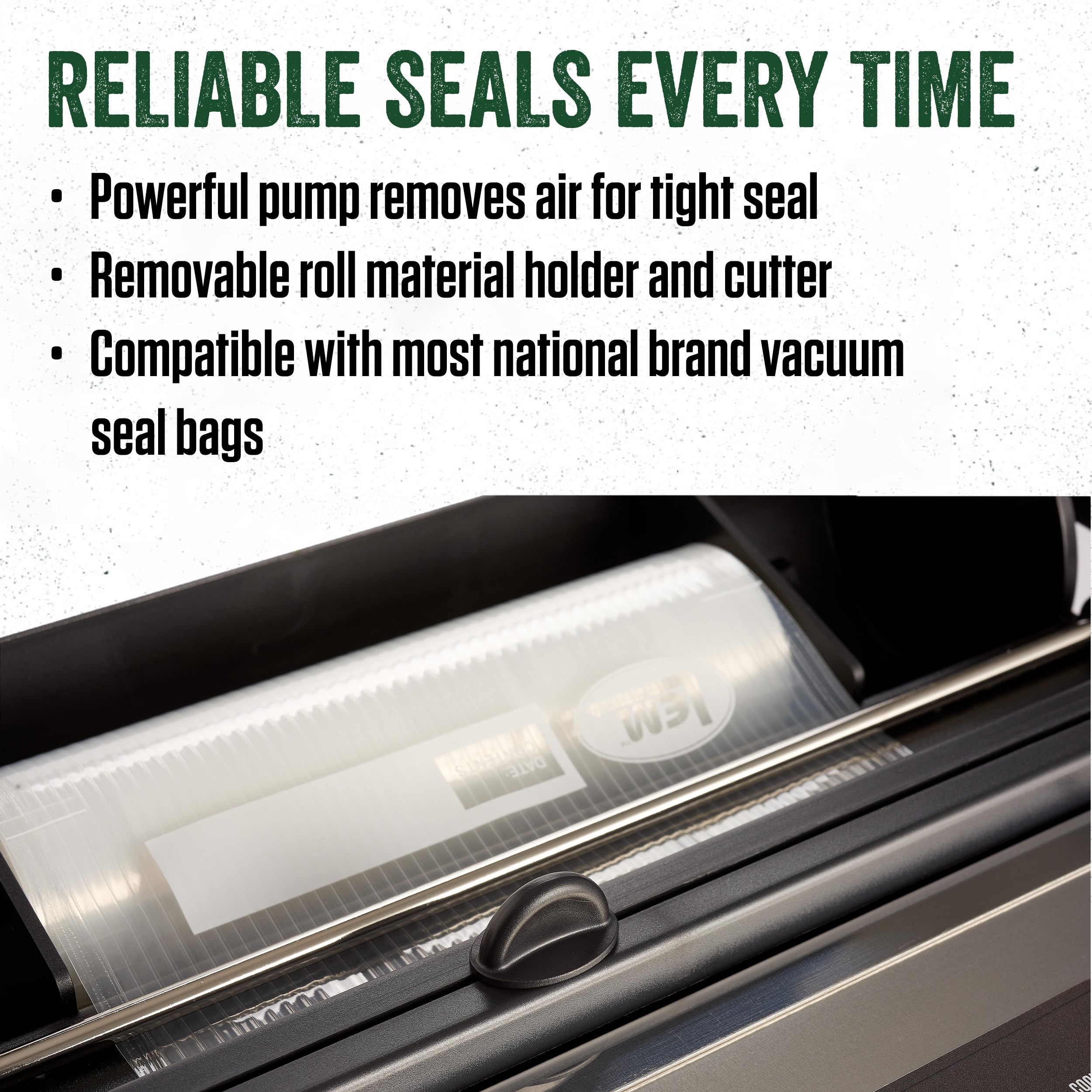 LEM Products MaxVac 500 Aluminum Vacuum Sealer with Removable Bag Holder & Cutter - Silver & Black - Food Preservation for Home, Sous Vide & Meal Prep