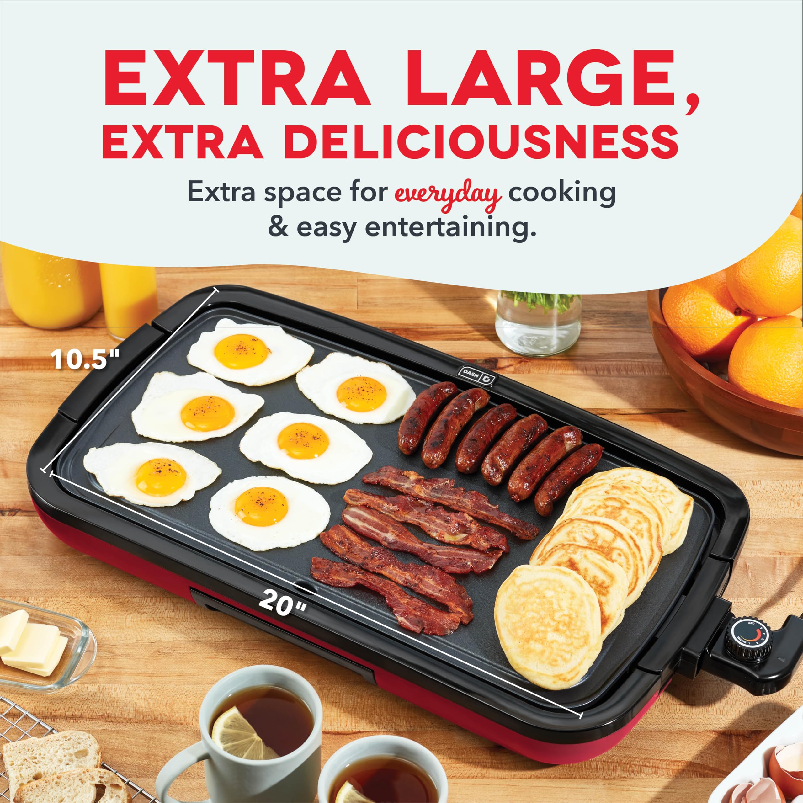DASH Deluxe 1500-Watt Electric Griddle with Removable Nonstick Cooking Plate - 20
