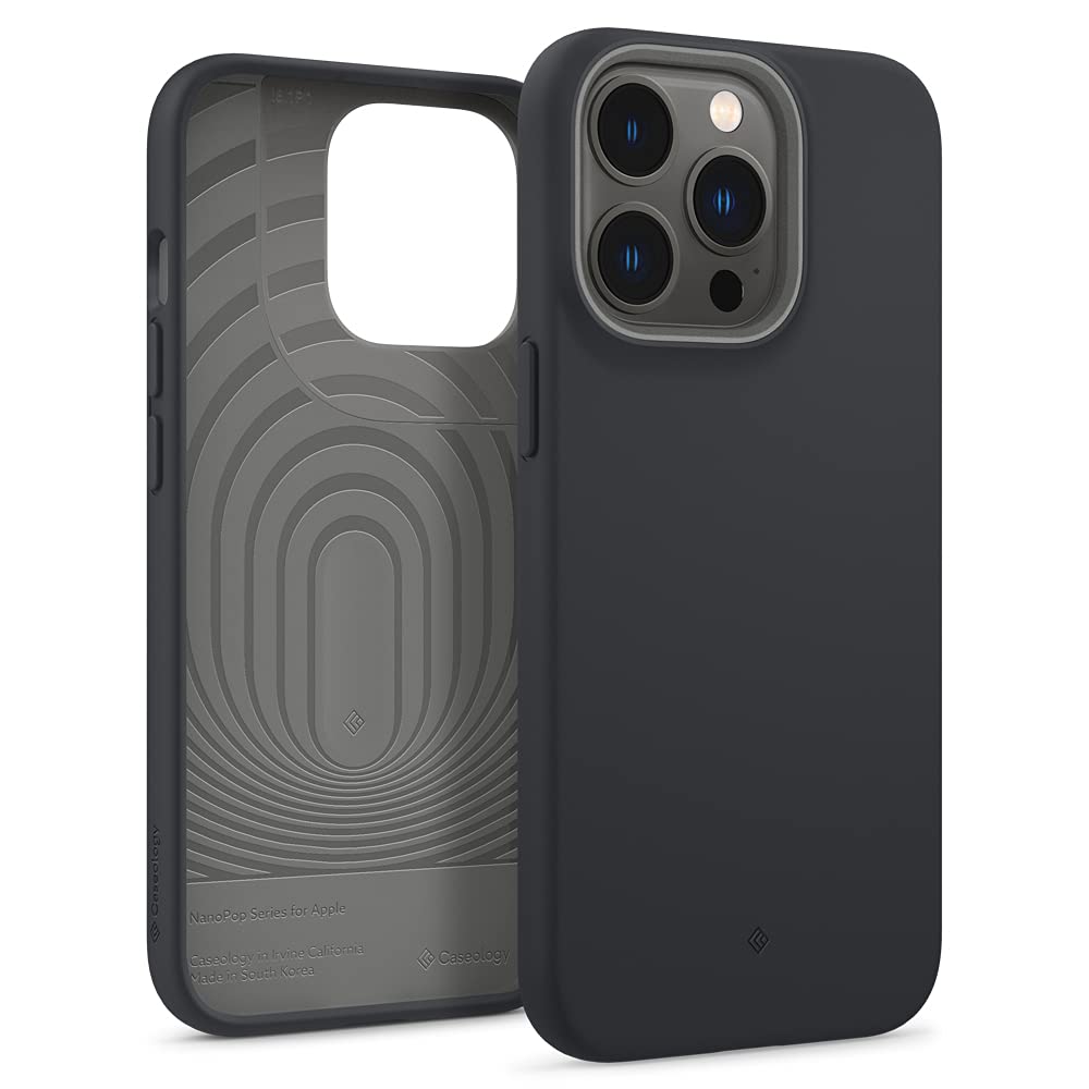 Caseology Nano Pop Silicone Case for iPhone 13 Pro (2021) - Black Sesame | Slim Protective Cover with Soft Touch Finish | Perfect for Everyday Use, Work & Travel