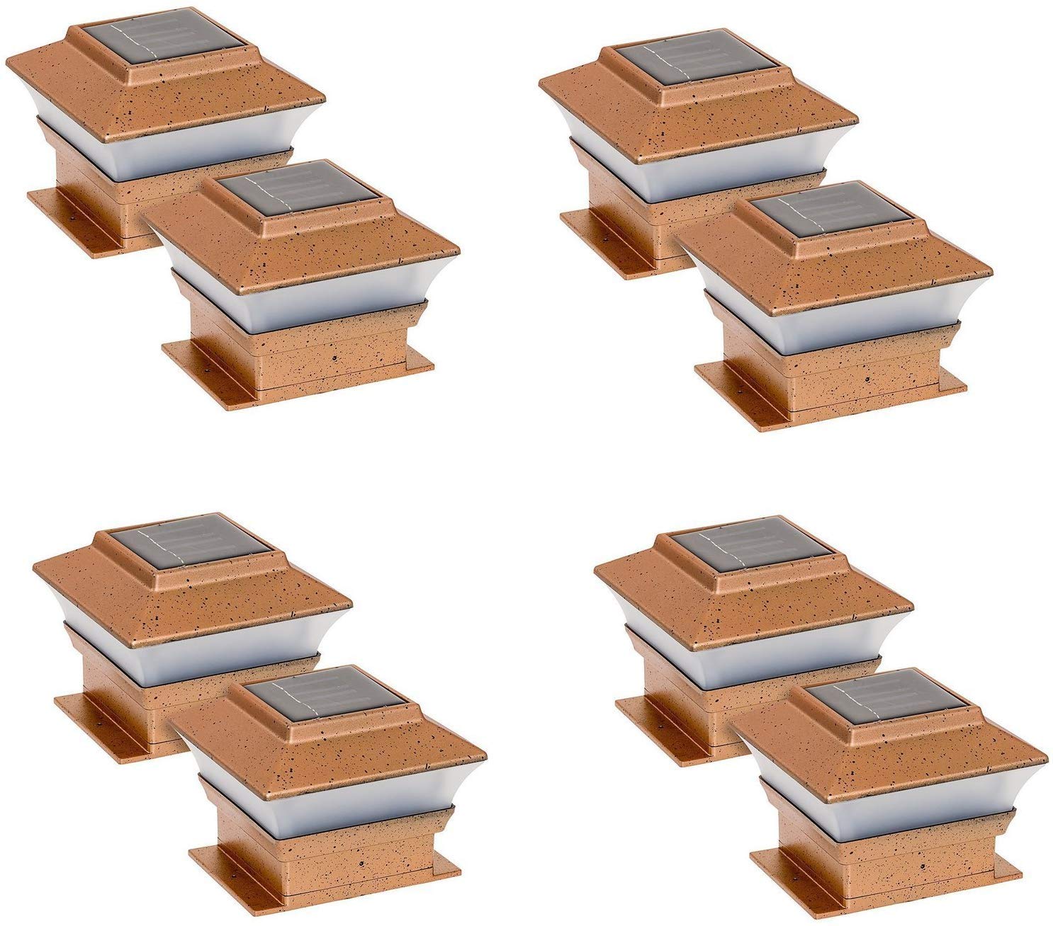 8 Pack Solar Powered Copper Outdoor Garden Deck Patio Fence Pathway Post Lights - Waterproof LED Landscape Lighting for Yard, Walkway, Driveway (PL244A, Copper - 2 SMD LED) | Perfect for Evening Ambience & Safety Lighting