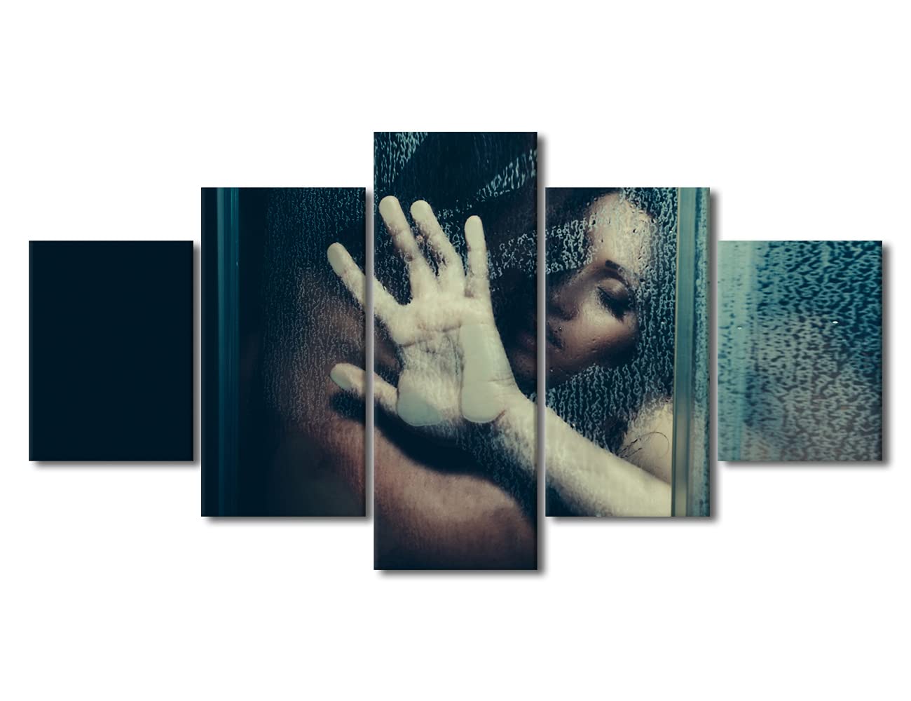 Modern Couple Canvas Wall Art - 5 Piece Classic Sex Positions Paintings for Living Room, Bedroom Decor - Wooden Framed Gallery-Wrapped Ready to Hang (60''W x 32''H) - Perfect for Adult Spaces, Boudoir & Sensual Home Decor