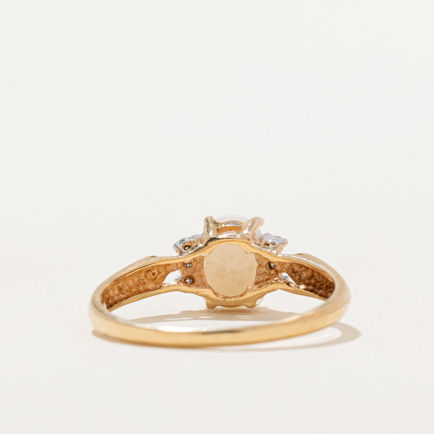Opal & Diamond Ring - 0.60ct Opal with 0.02ct Diamond Accents - Size 8.5 - Elegant Wedding, Engagement & Anniversary Jewelry Gift for Women