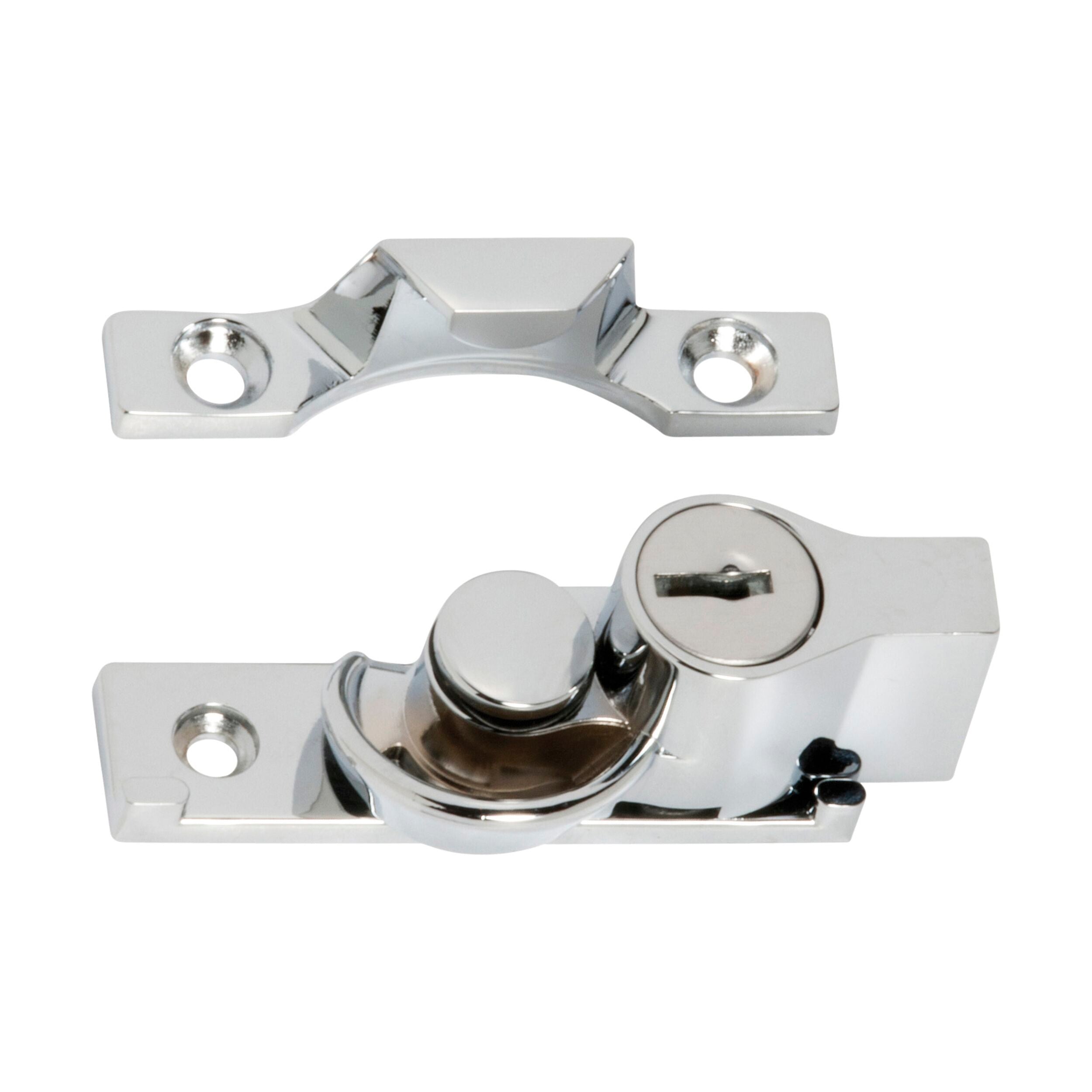 1623 Zinc Alloy Chrome Plated Sash Window Fastener Lock - 65x17mm Narrow Design for Secure Window Locking | Perfect for Home, Office & Commercial Windows