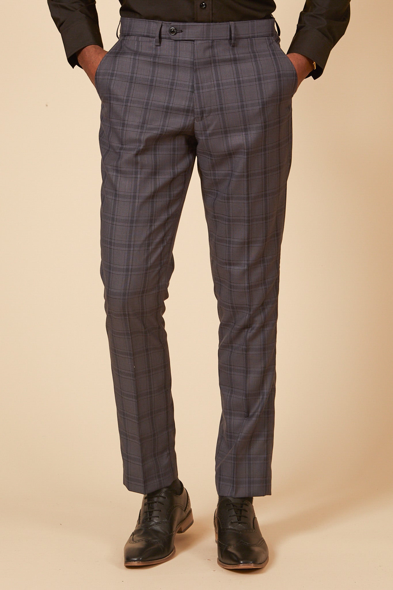 JOSE Grey Check Three Piece Suit for Men | Classic Business Formal Attire | Perfect for Weddings, Office Meetings & Special Events
