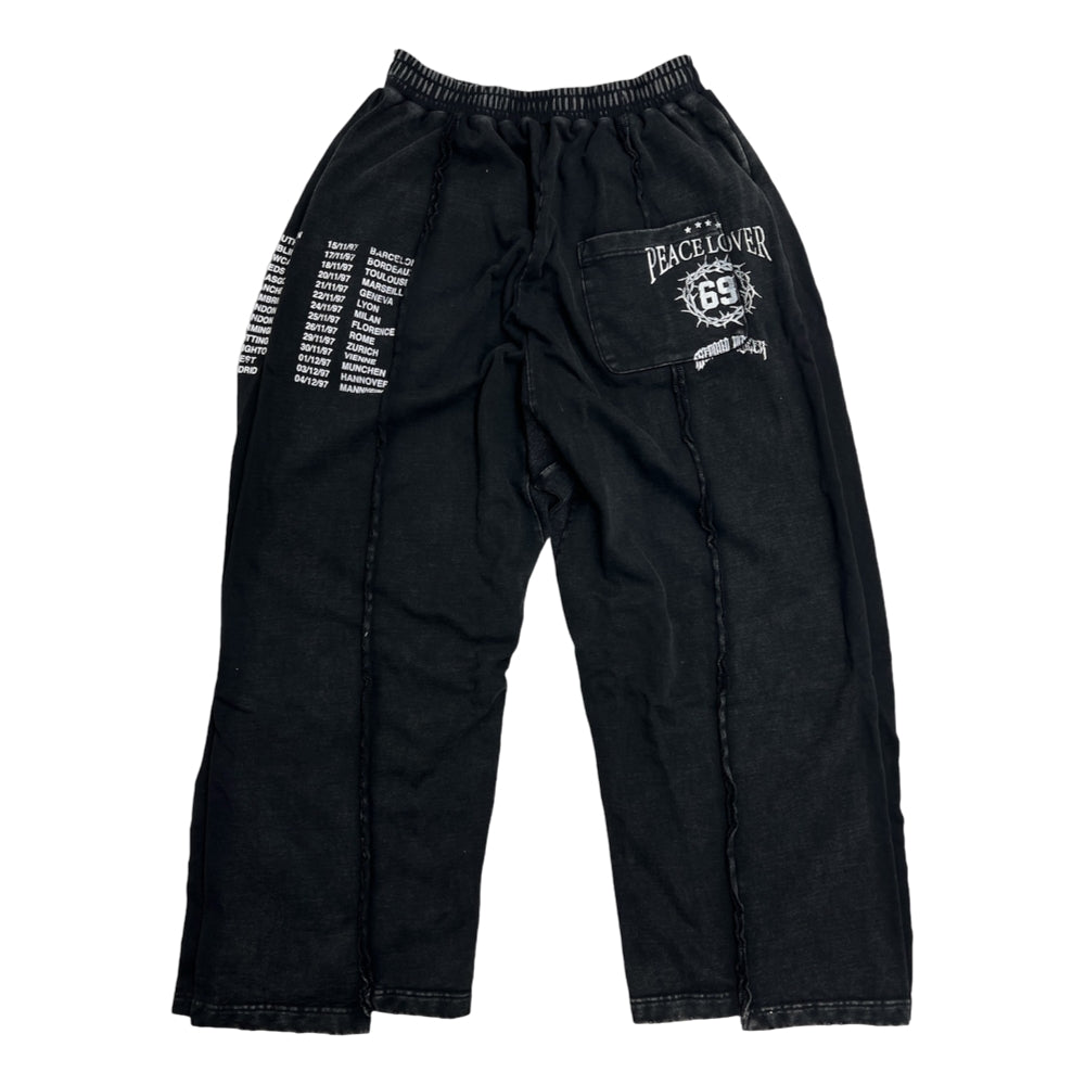 2nd Closet Band Rework Wide Leg Sweatpants for Women - Black | Comfortable Lounge Pants for Yoga, Running & Casual Wear