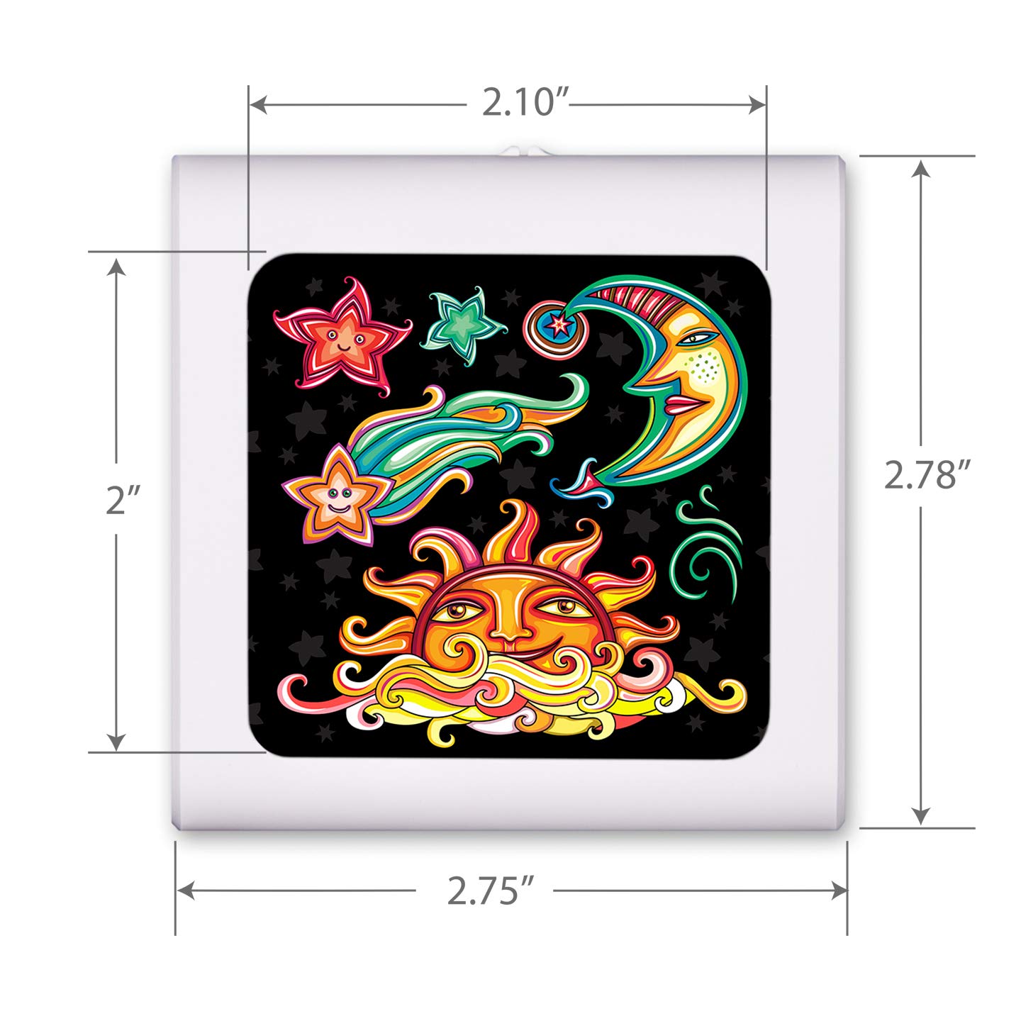 Dimmable LED Night Light with Auto On/Off Sensor, Adjustable Brightness & Warm White Light - Perfect for Bathroom, Hallway, Nursery & Bedroom - Cute Sun, Moon & Stars Design for Kids' Rooms & Cozy Spaces