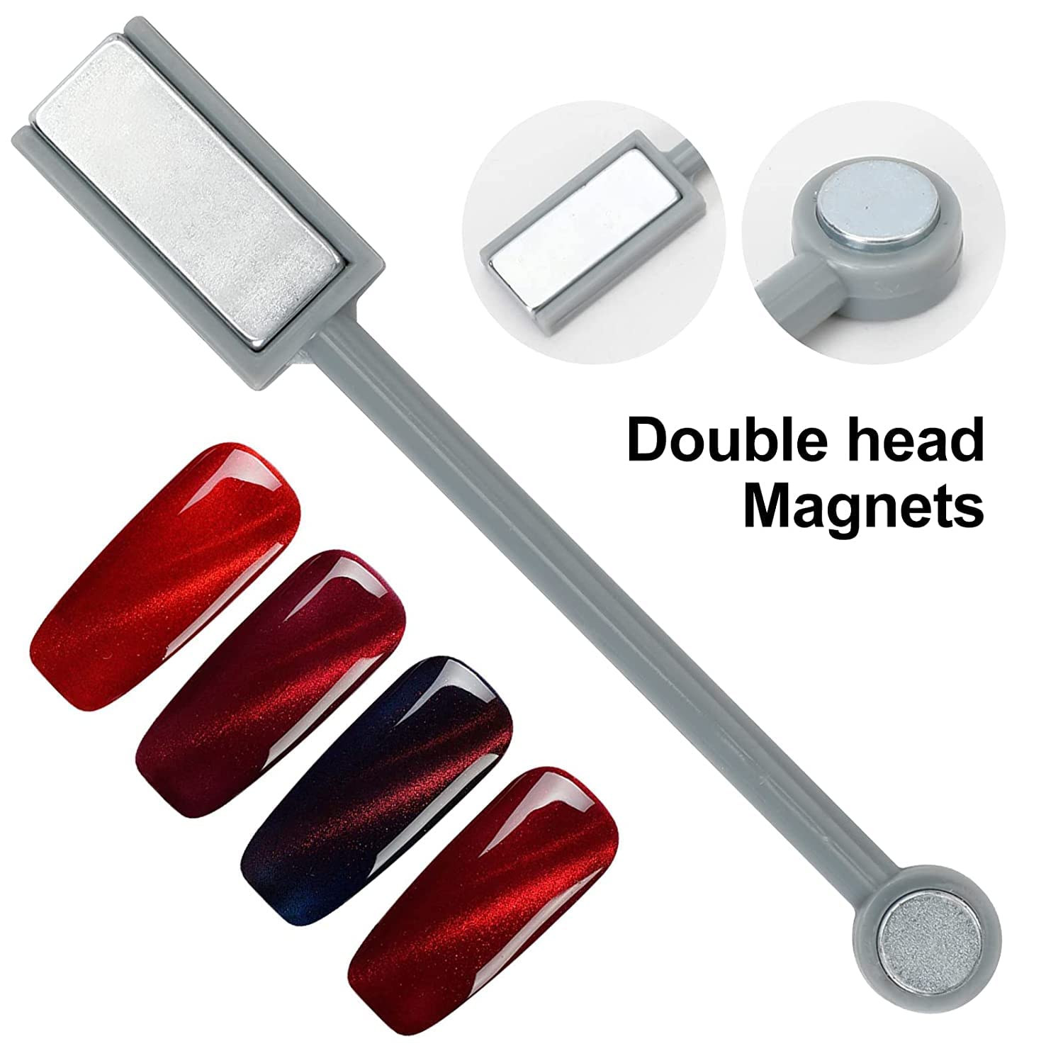 Gleevia 2Pcs Cat Eye Magnet for Nails - Double Head 3D Nail Art Magnet Stick for Cat Eye Gel Polish | Strong Magnetic Manicure Tool for Salon & Home Nail Designs