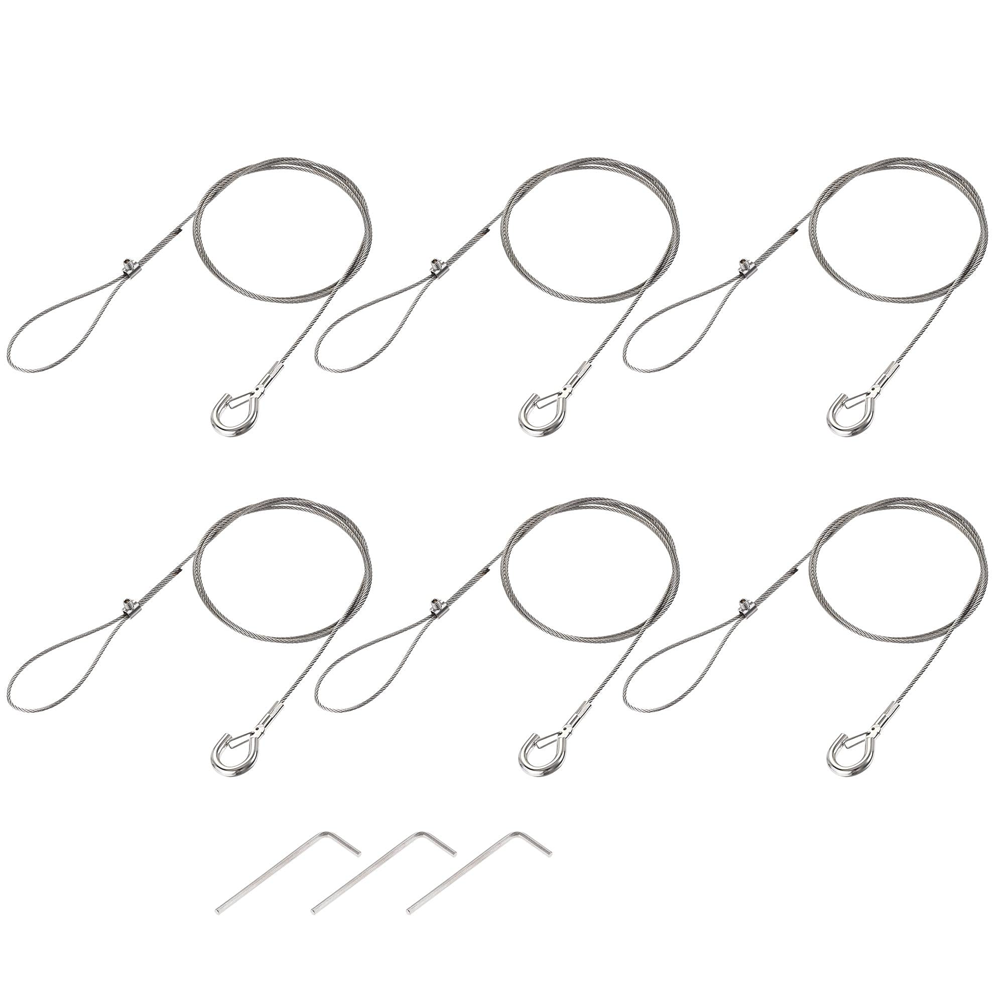 uxcell 6-Piece Adjustable Picture Hanging Wire Kit - 1M Heavy Duty 66 Lbs Capacity Art Gallery Hooks with Screws & Wrench - Perfect for Home Decor, Photo Displays & Wall Art Installation