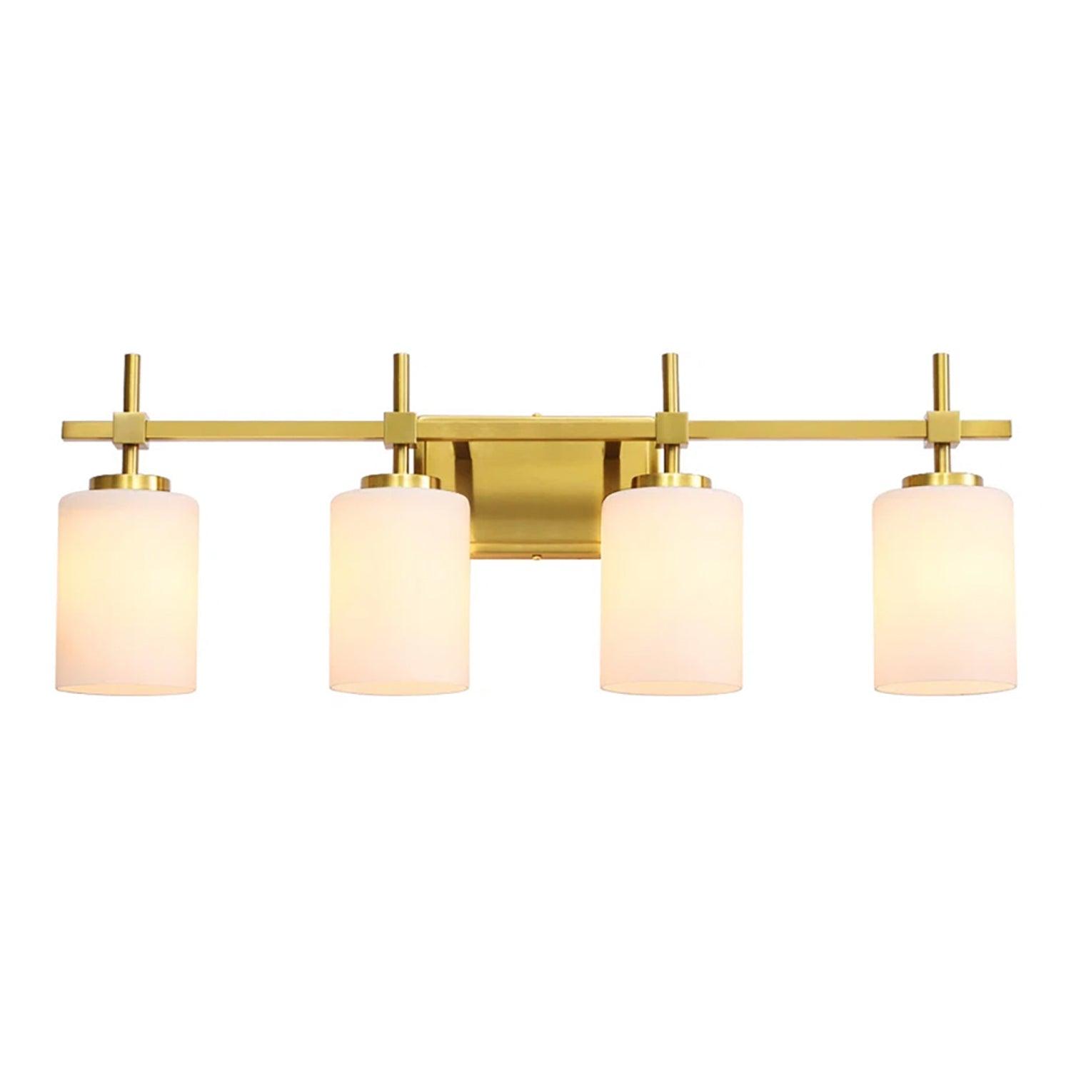 Jasper Gold Modern Frosted Glass 4-Light Bathroom Vanity Light Fixture - Perfect for Bathroom, Powder Room & Dressing Area Lighting