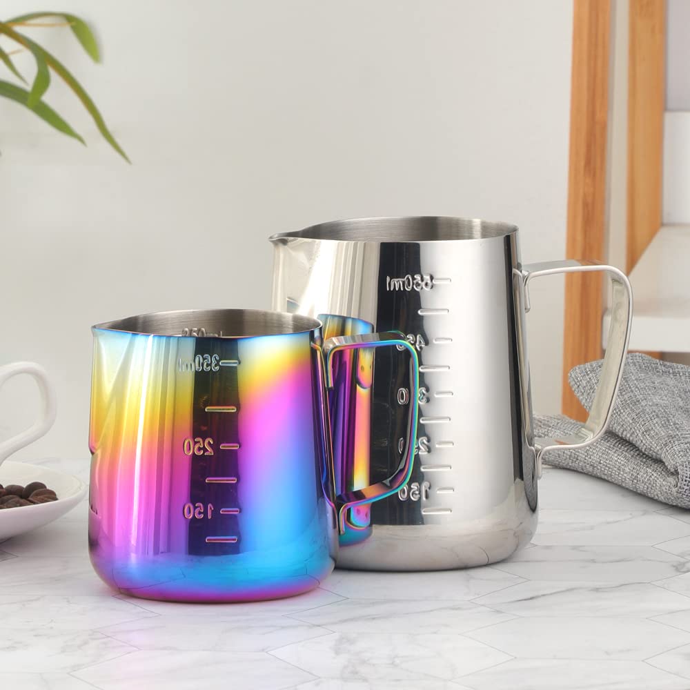 Premium 350ml (12oz) Stainless Steel Milk Frothing Pitcher with Latte Art Pen - Barista-Grade Coffee Steaming Jug for Cappuccino, Latte & Hot Chocolate Making - Perfect for Home Cafes & Professional Coffee Shops