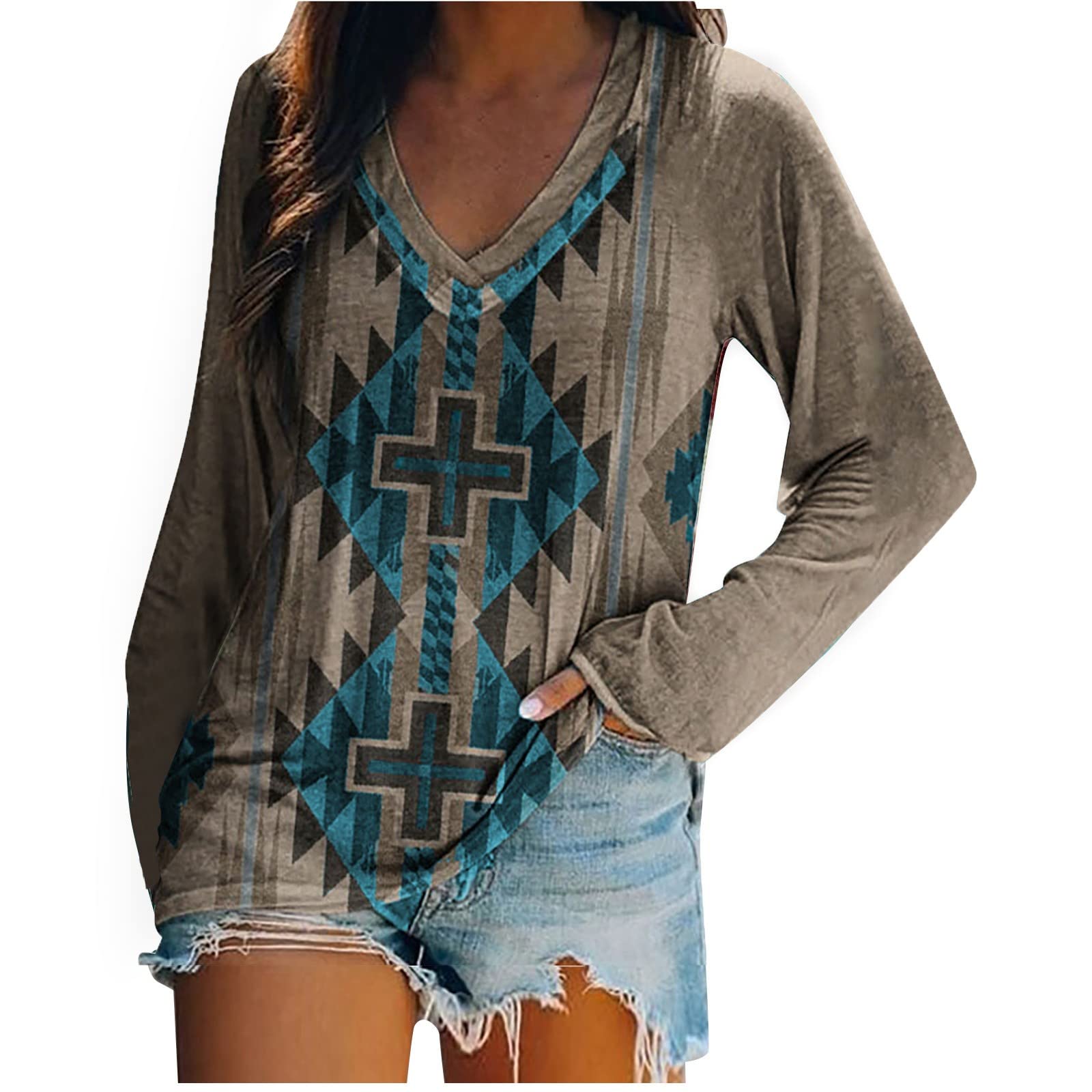 Women's Casual Long Sleeve V-Neck Tunic Top - Soft Velvet Blouse with Floral Print for Fall & Winter | Perfect for Office Wear, Date Nights and Holiday Outfits
