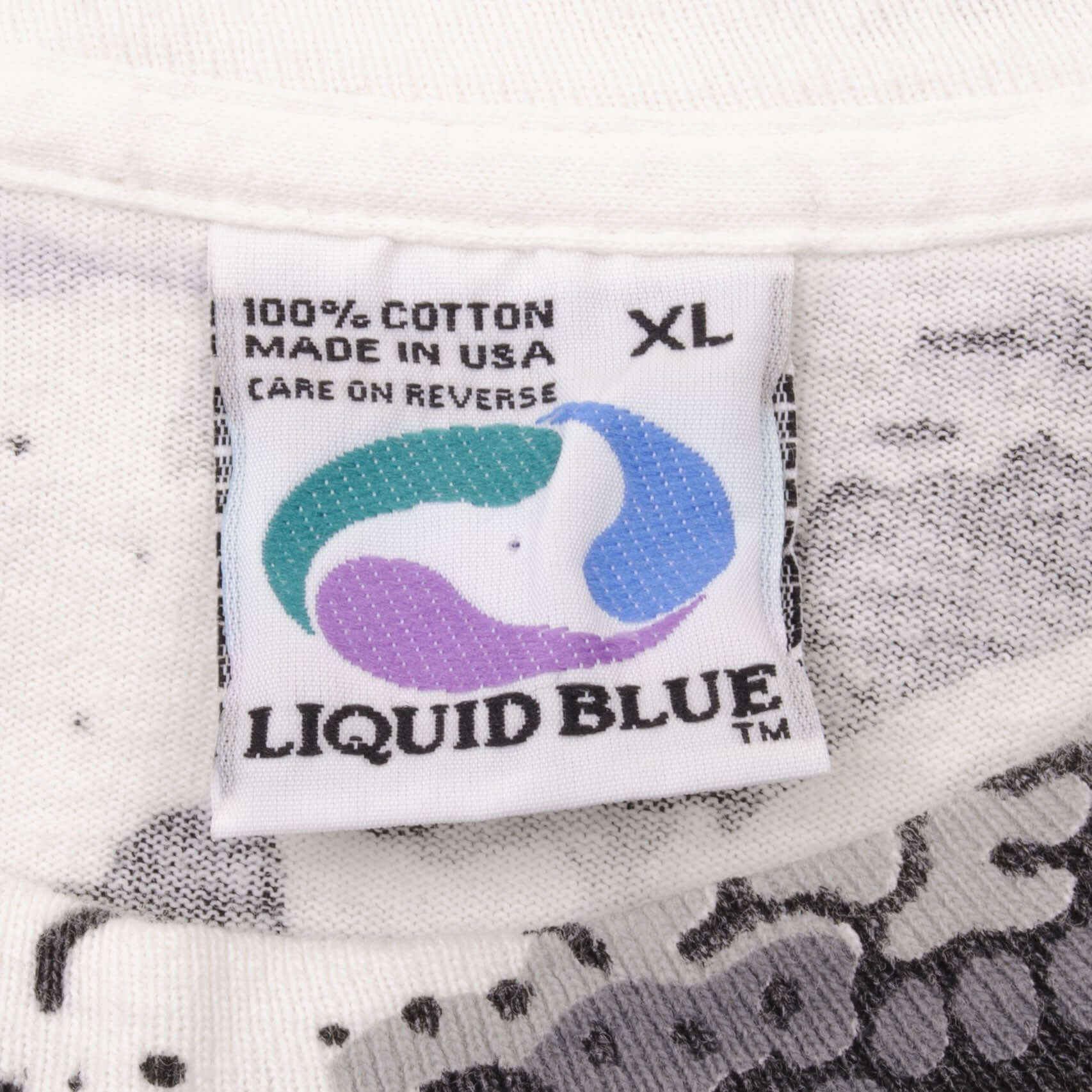 Vintage Liquid Blue All Over Print Skull Pinkerton T-Shirt 1992 XL Made in USA | Retro Graphic Tee for Men & Women | Casual Wear, Concerts, Vintage Style Outfits