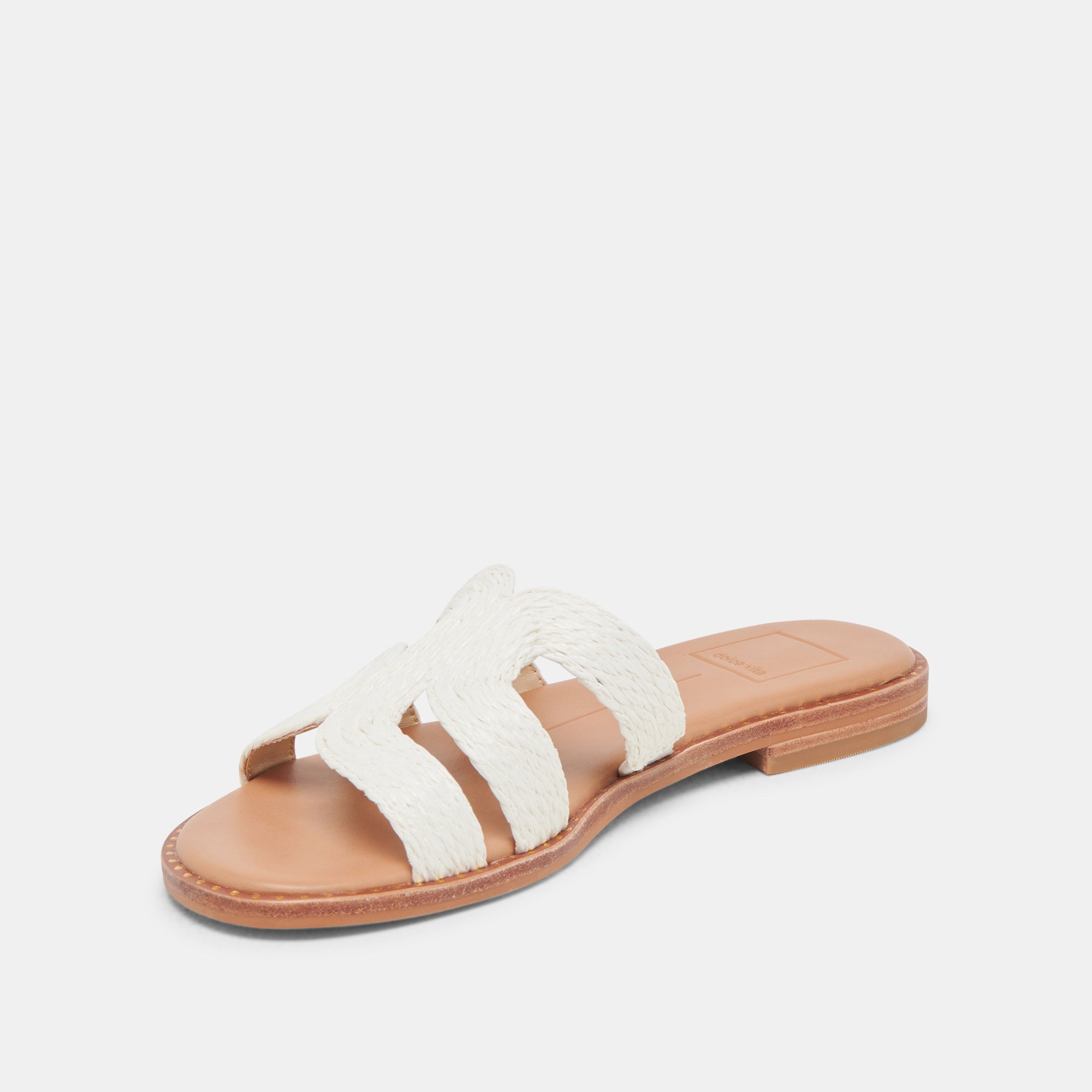 EMON Women's White Raffia Sandals - Comfortable Summer Beach Slides for Outdoor Walking and Vacation