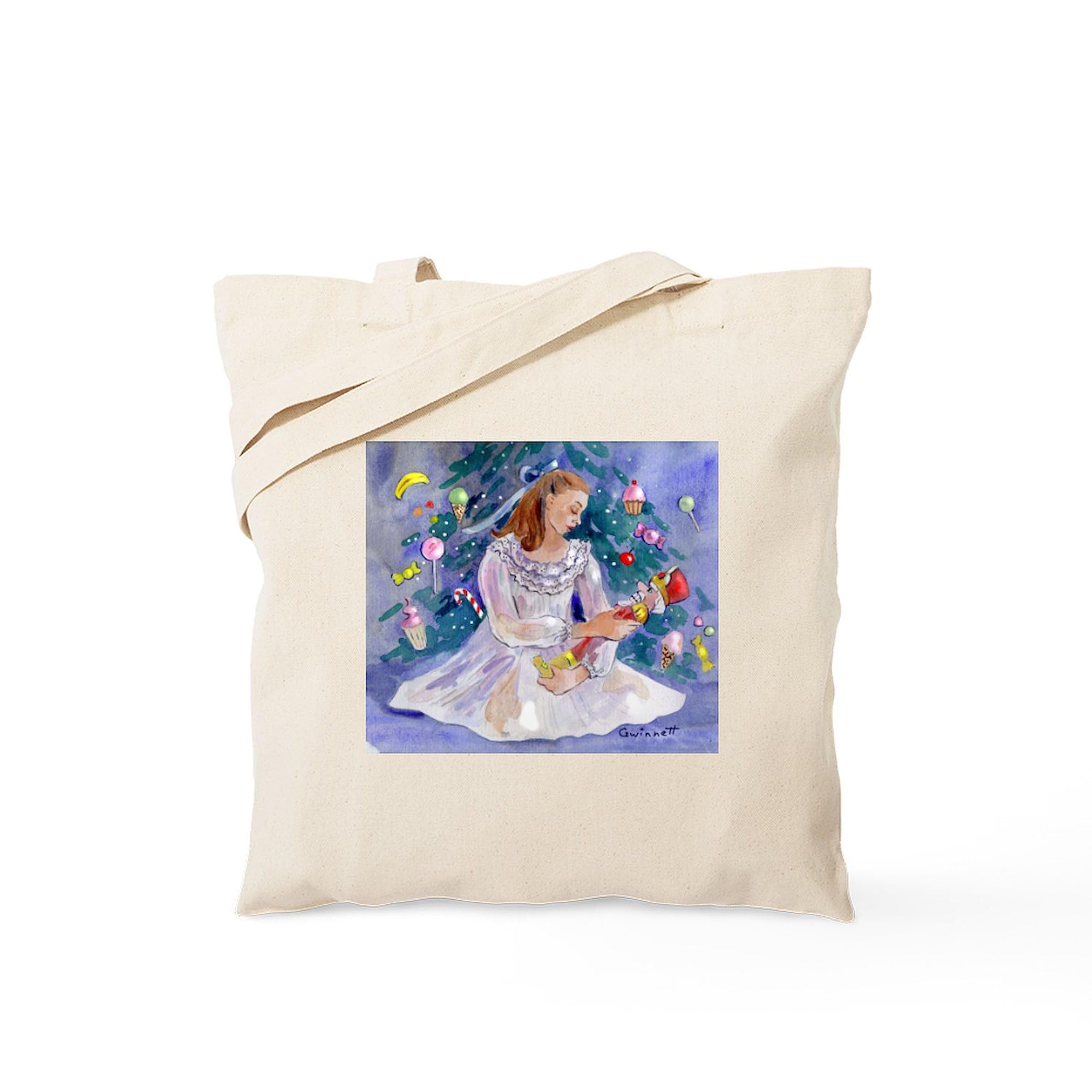 Clara and The Nutcracker Christmas Tote Bag - Natural Canvas Reusable Shopping Bag for Holiday Gifts, Groceries & Festive Outings