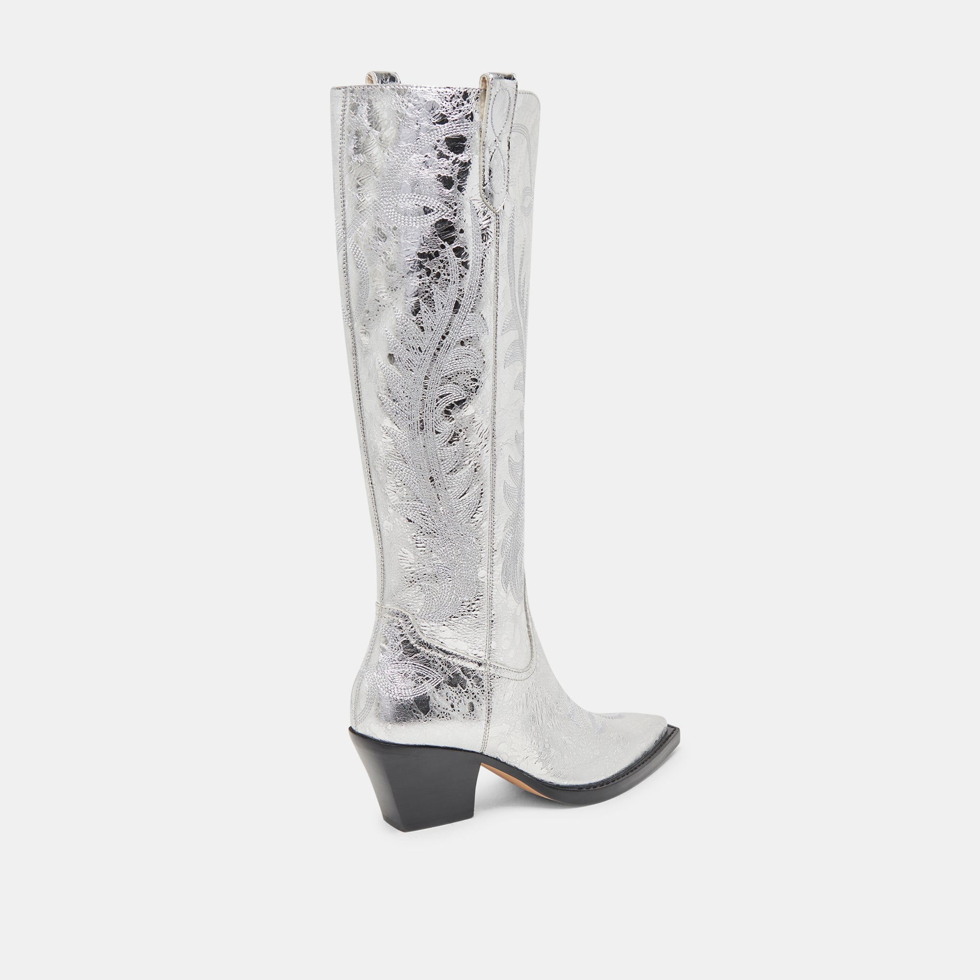 RYATT Distressed Silver Leather Boots for Women - Stylish & Comfortable Western Cowboy Boots for Riding, Parties & Everyday Wear