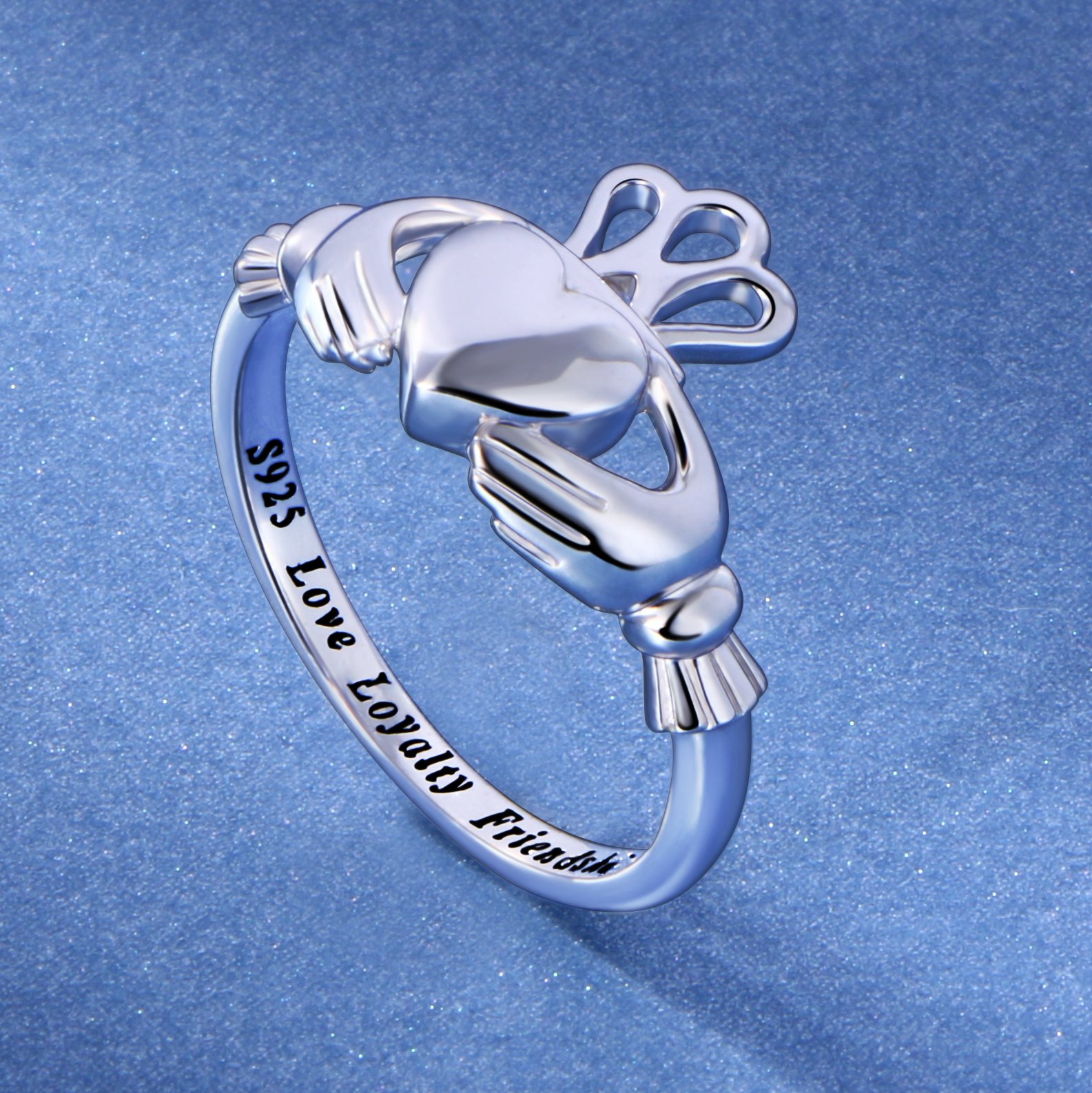 S925 Sterling Silver Claddagh Ring for Women - Irish Love, Loyalty & Friendship Ring - Perfect for Weddings, Anniversaries & Gifts
