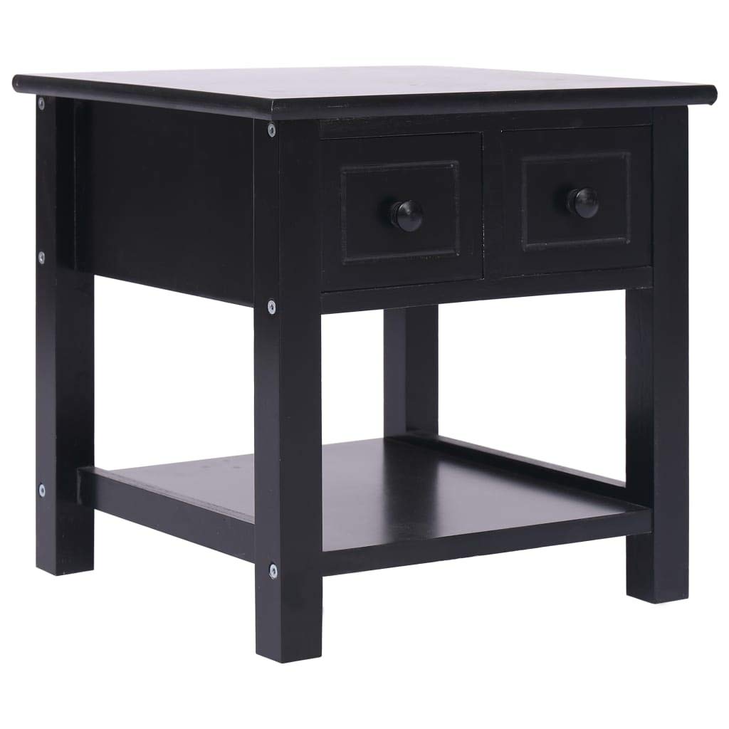 Square Side Table with 2 Drawers and Shelf - 15.7 Inch Paulownia Wood End Table, Nightstand for Living Room, Bedroom - Compact Accent Table for Small Spaces - Sturdy & Space-Saving Design - Perfect for Apartments, Dorms, and Cozy Homes