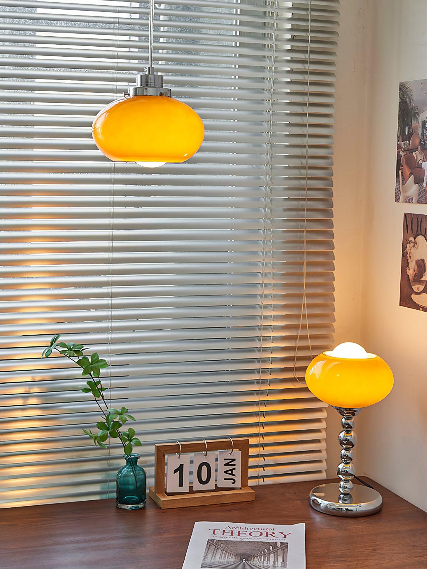 Modern Oval Persimmon Table Lamp - Stylish Home Decor for Living Room, Bedroom & Office - Soft Warm Lighting for Reading & Relaxation
