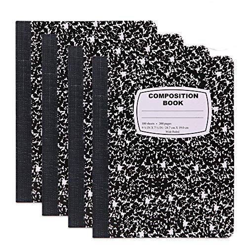 Emraw Composition Notebooks - 12 Pack Wide Ruled 100-Sheet Writing Journals with Durable Black & White Marble Cover for School, College, Office & Creative Journaling - Perfect for Note Taking, Homework & Daily Planning