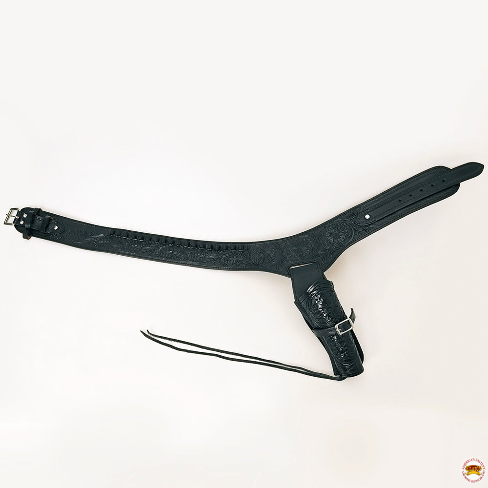 Hilason Western Right Hand Gun Holster Rig for 44/45 Cal - Premium Leather Cowboy Holster for Revolvers | Perfect for Cowboy Action Shooting, Reenactments & Western Style Outfits
