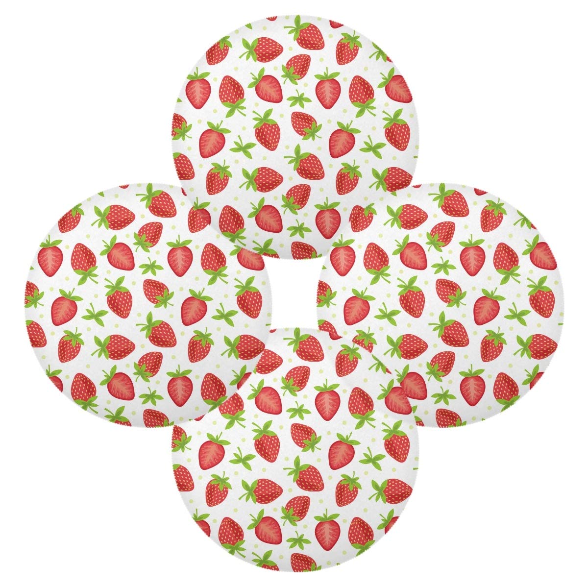 Red Fruits Strawberry Holiday Table Placemats Set of 6 - Non-Slip Round 15.4 Inch Kitchen Dining Room Mats for Everyday Use and Special Occasions