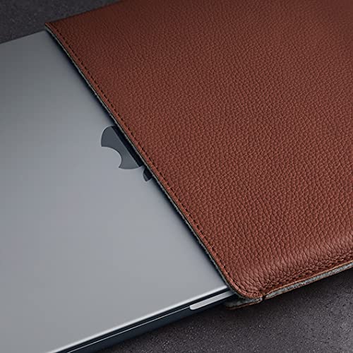 Premium Genuine Leather MacBook Pro 13 & Air 13/13.6 Inch Sleeve Case - Cognac Brown Protective Cover | Perfect for Business, Travel & Daily Commute