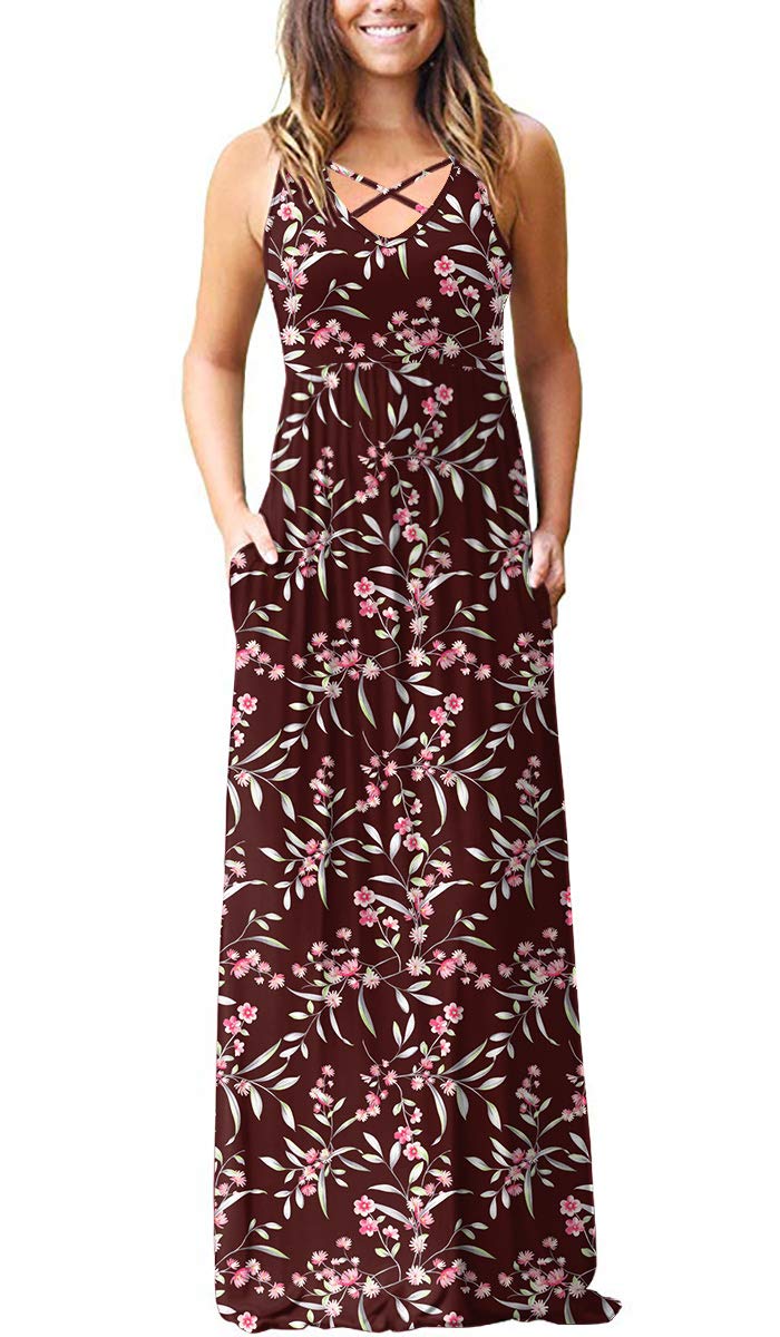 LILBETTER Women's Sleeveless Racerback Maxi Dress - Loose Fit Casual Long Dress with Pockets | Perfect for Summer, Beach, Vacation & Everyday Wear