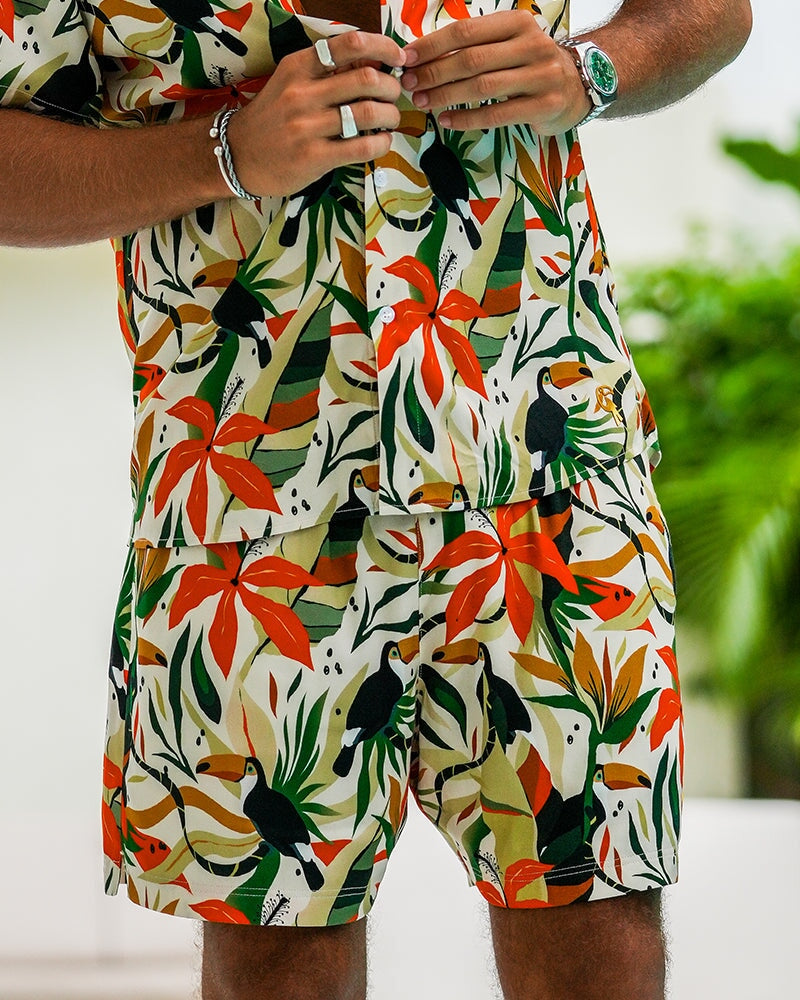 Premium Luxe Resort Shorts for Women - Desert Jungle Print - Comfortable & Stylish Vacation Wear for Beach, Pool, and Summer Outings