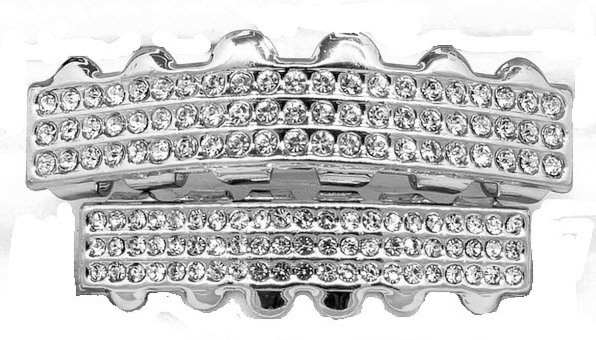 Professional Silver Lab-Diamond Teeth Grillz for Halloween & Cosplay - Joker Costume Accessory with At-Home Molding Kit | Perfect for Parties, Costume Events & Hip Hop Fashion